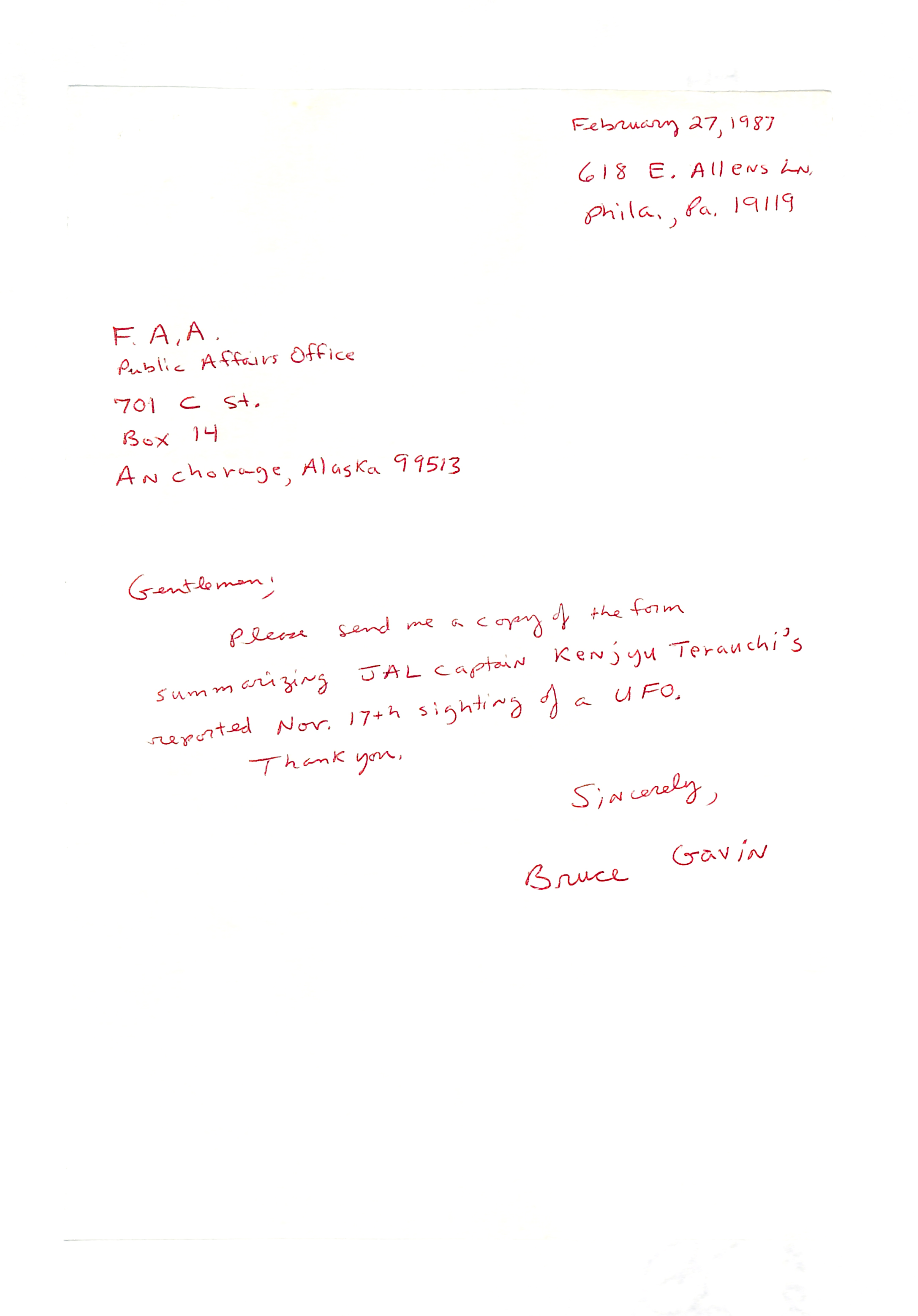 Information Releases Relating to Unidentified Flying Object