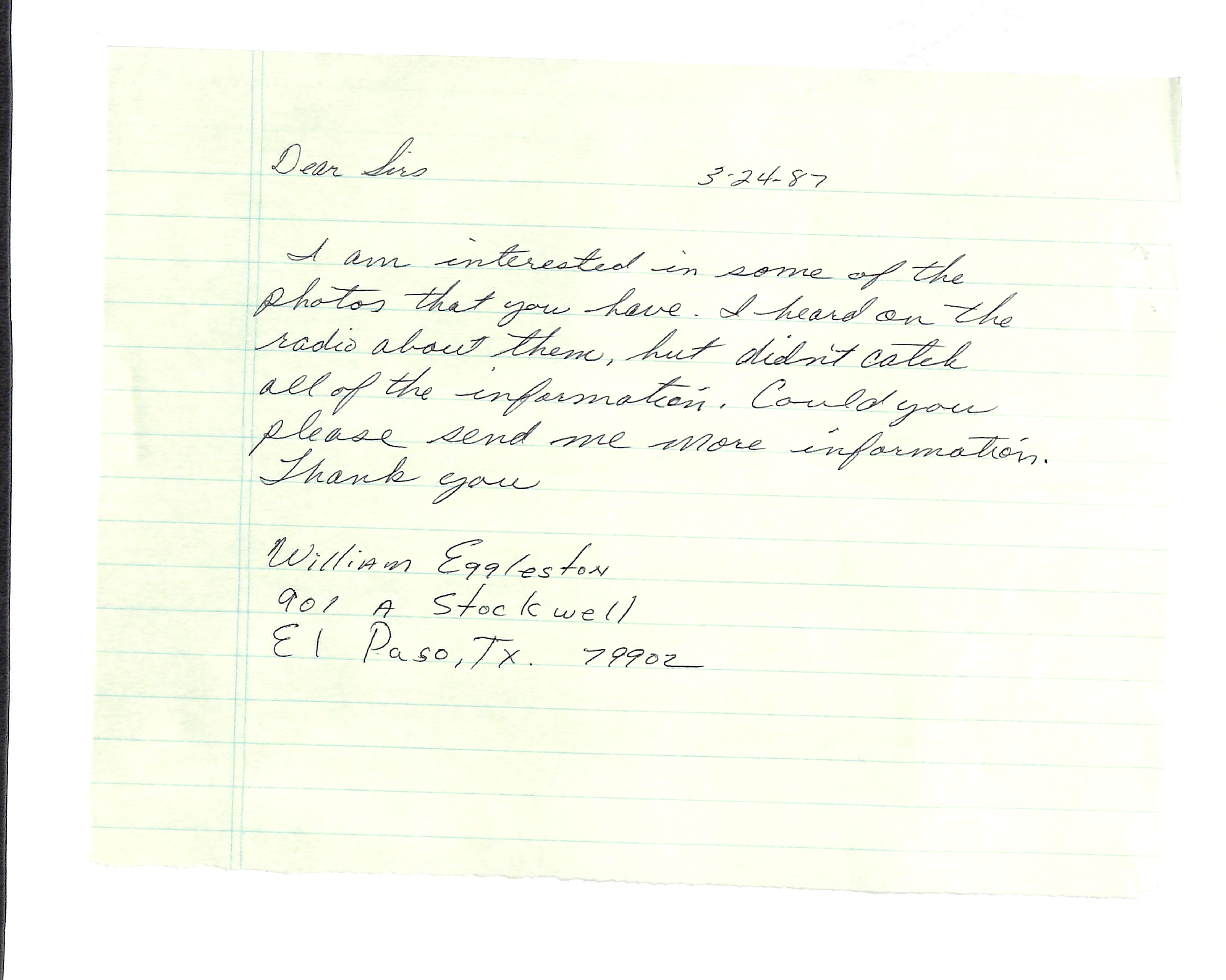 Information Releases Relating to Unidentified Flying Object