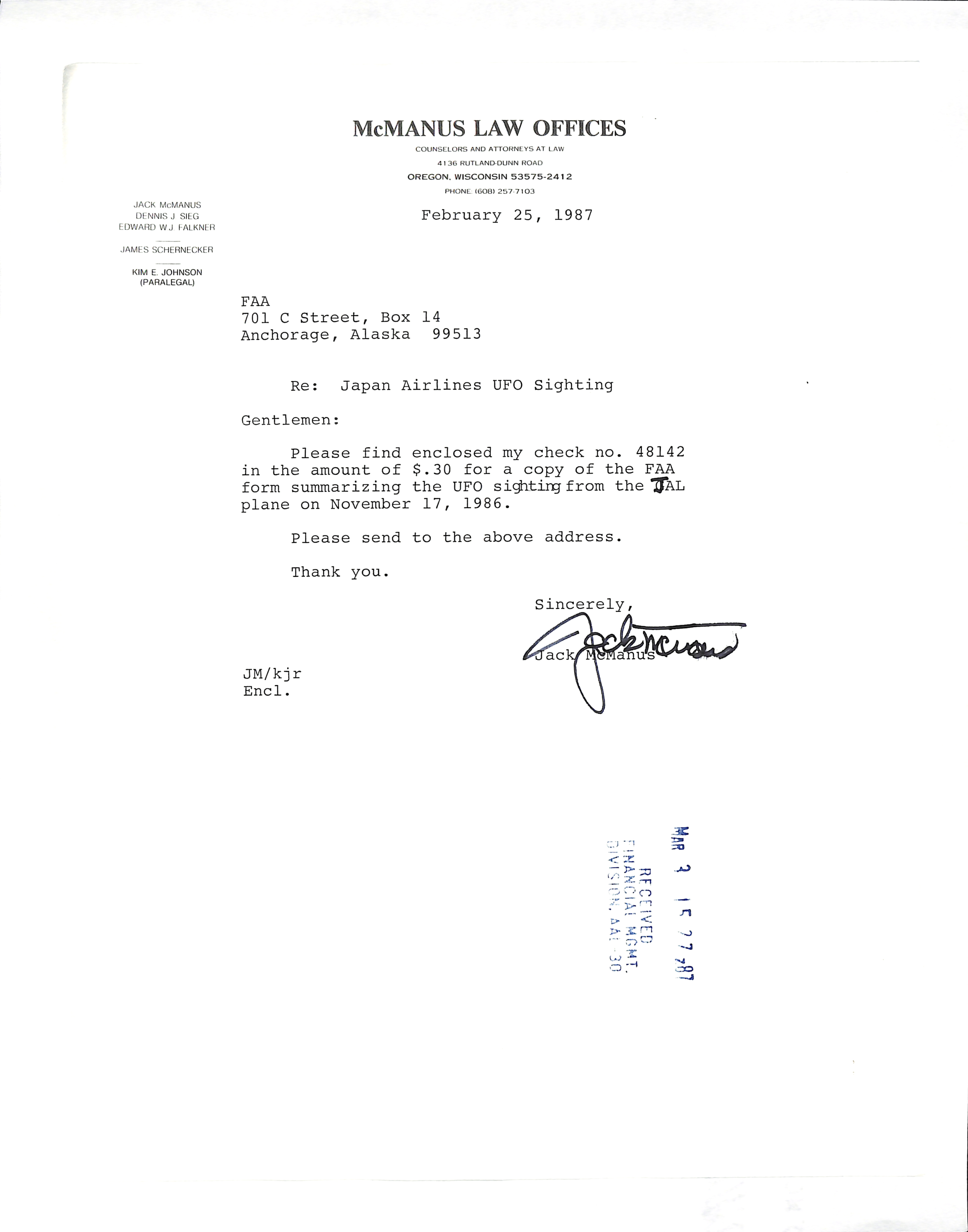 Information Releases Relating to Unidentified Flying Object