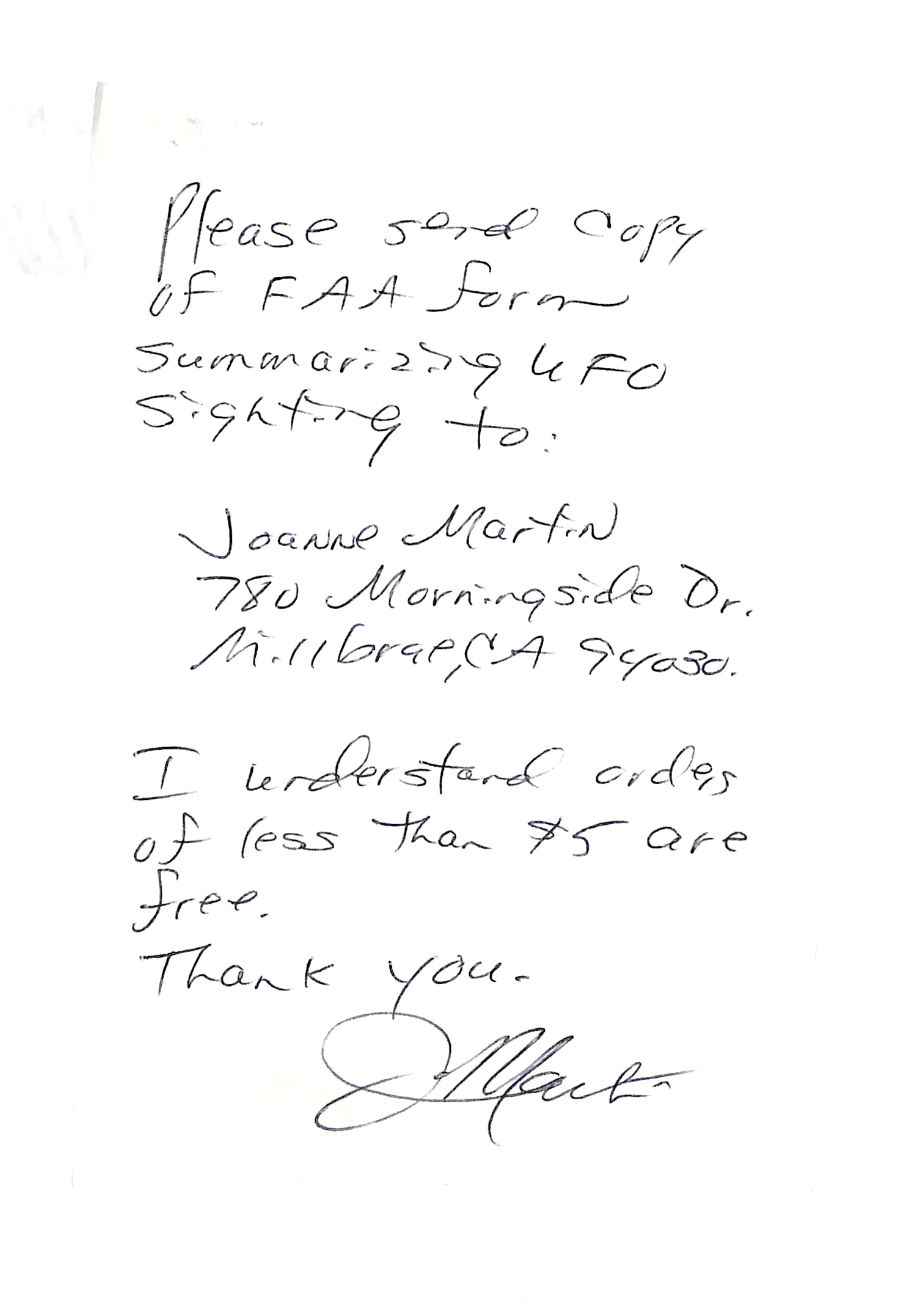 Information Releases Relating to Unidentified Flying Object