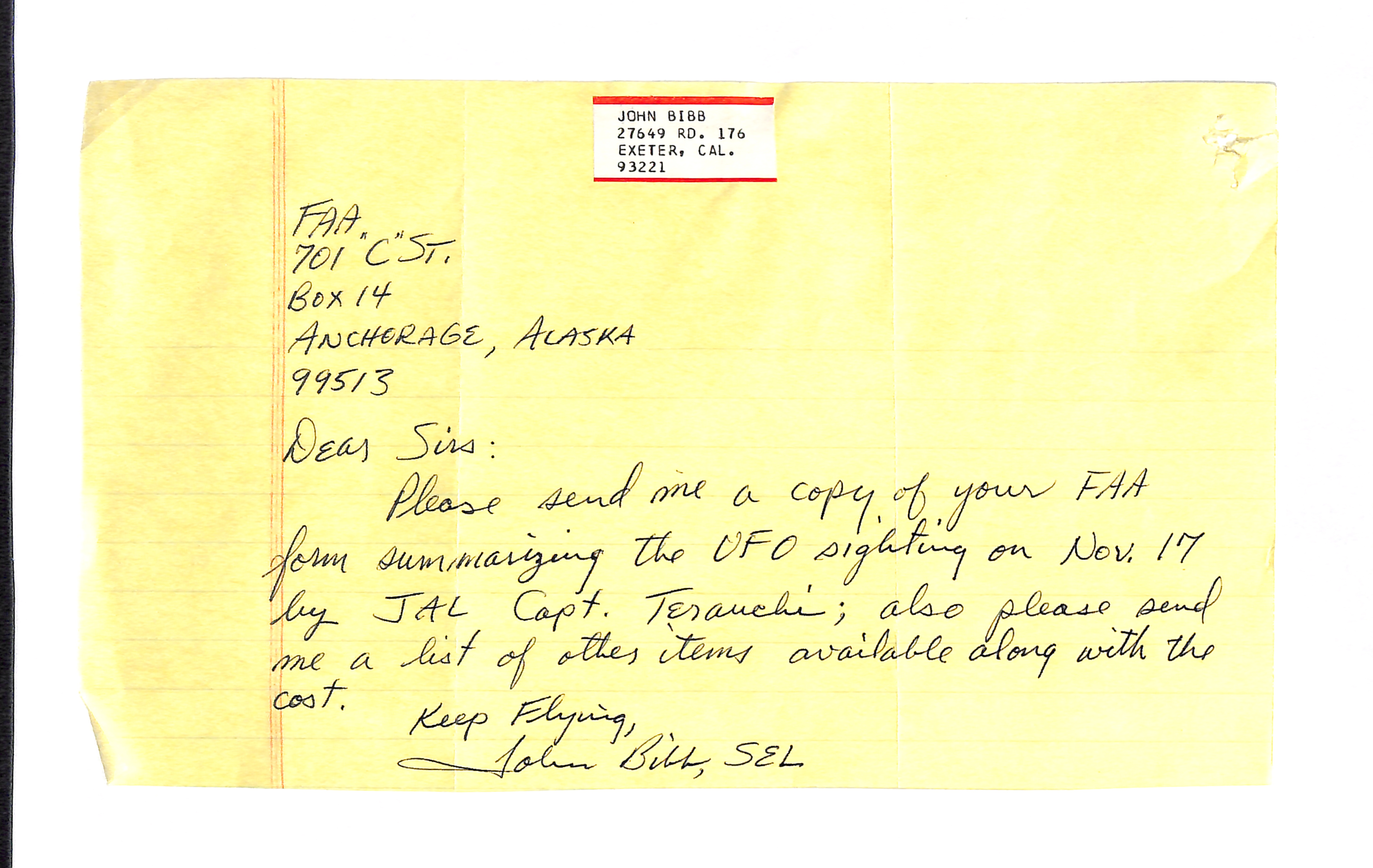 Information Releases Relating to Unidentified Flying Object