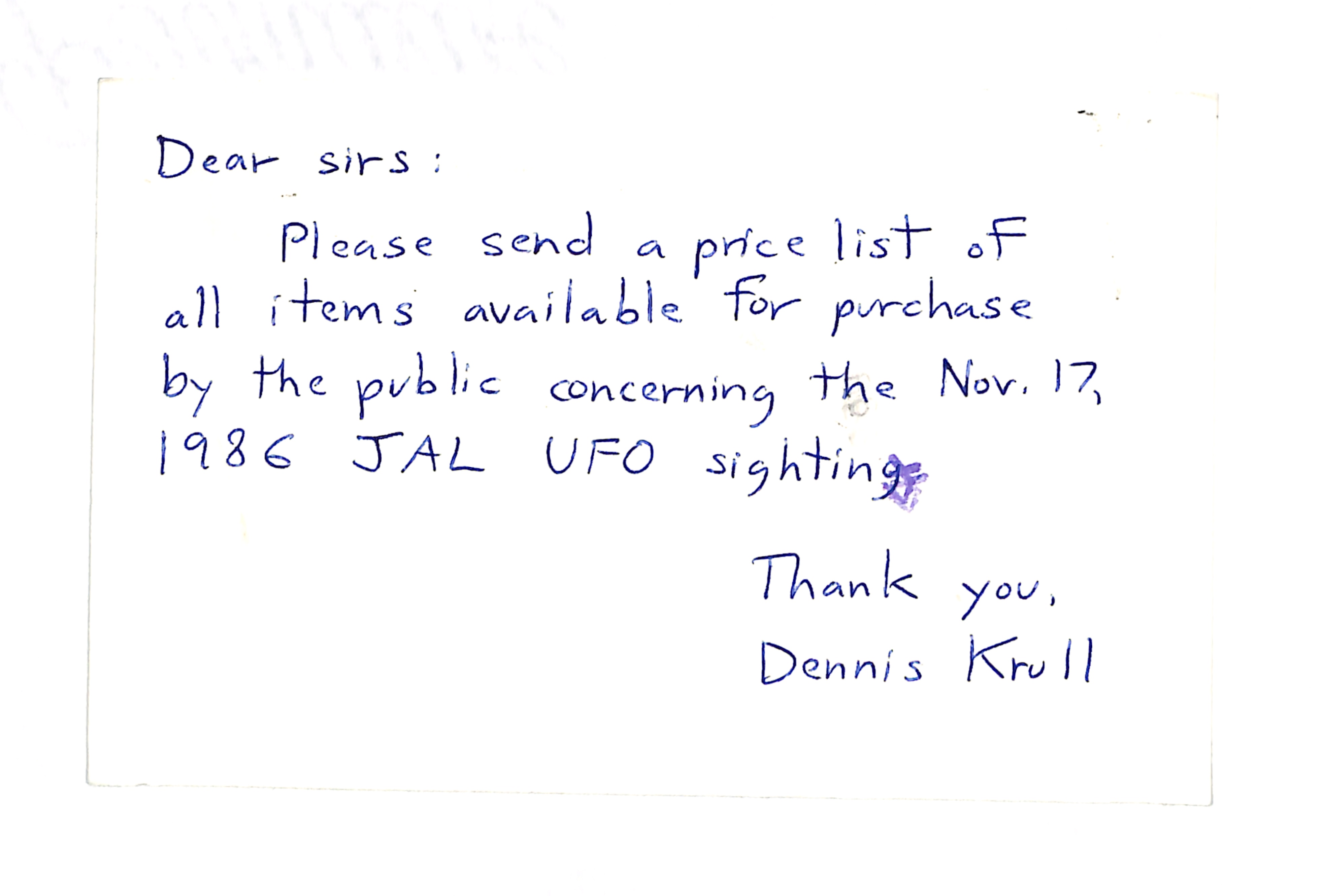 Information Releases Relating to Unidentified Flying Object