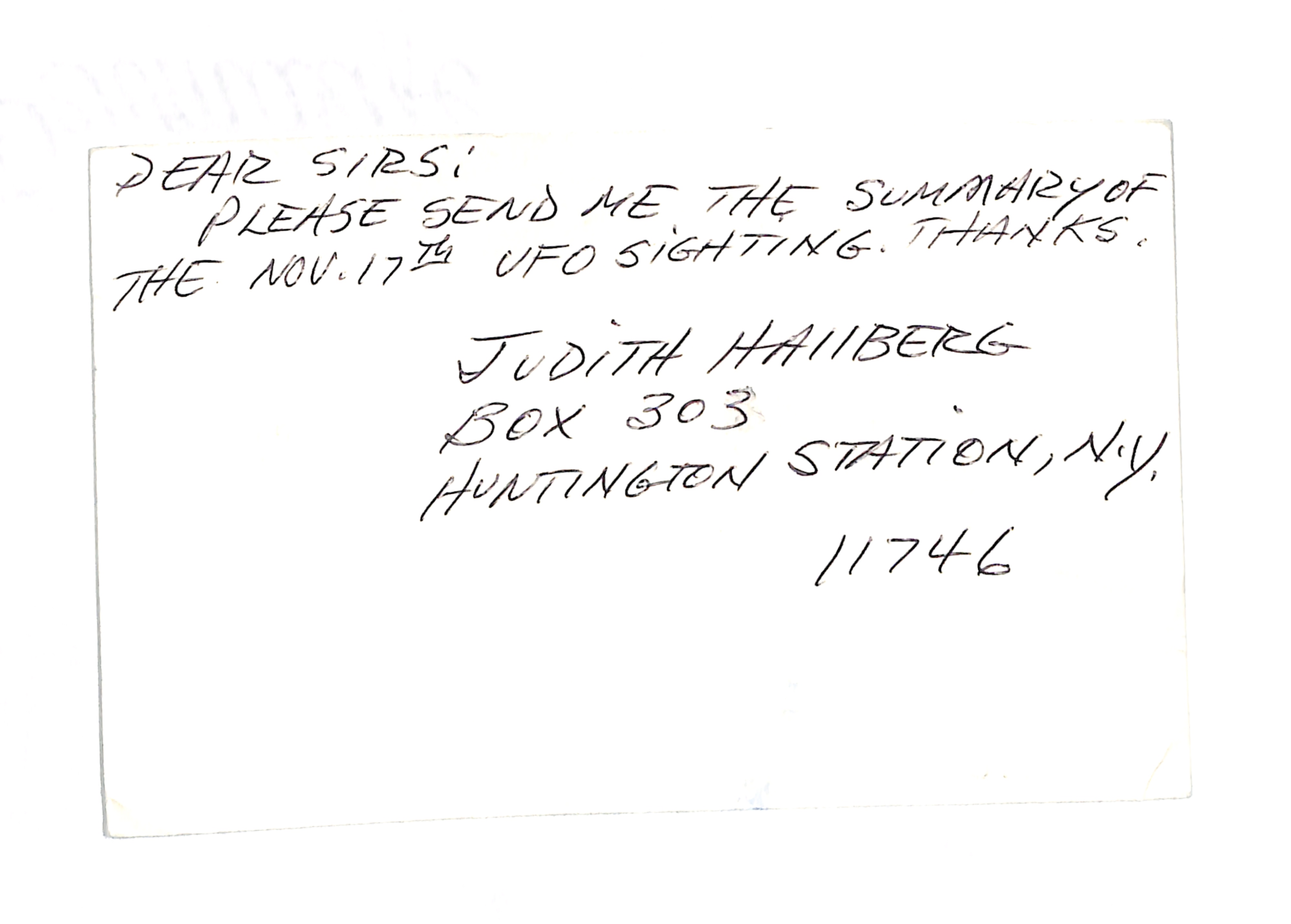 Information Releases Relating to Unidentified Flying Object