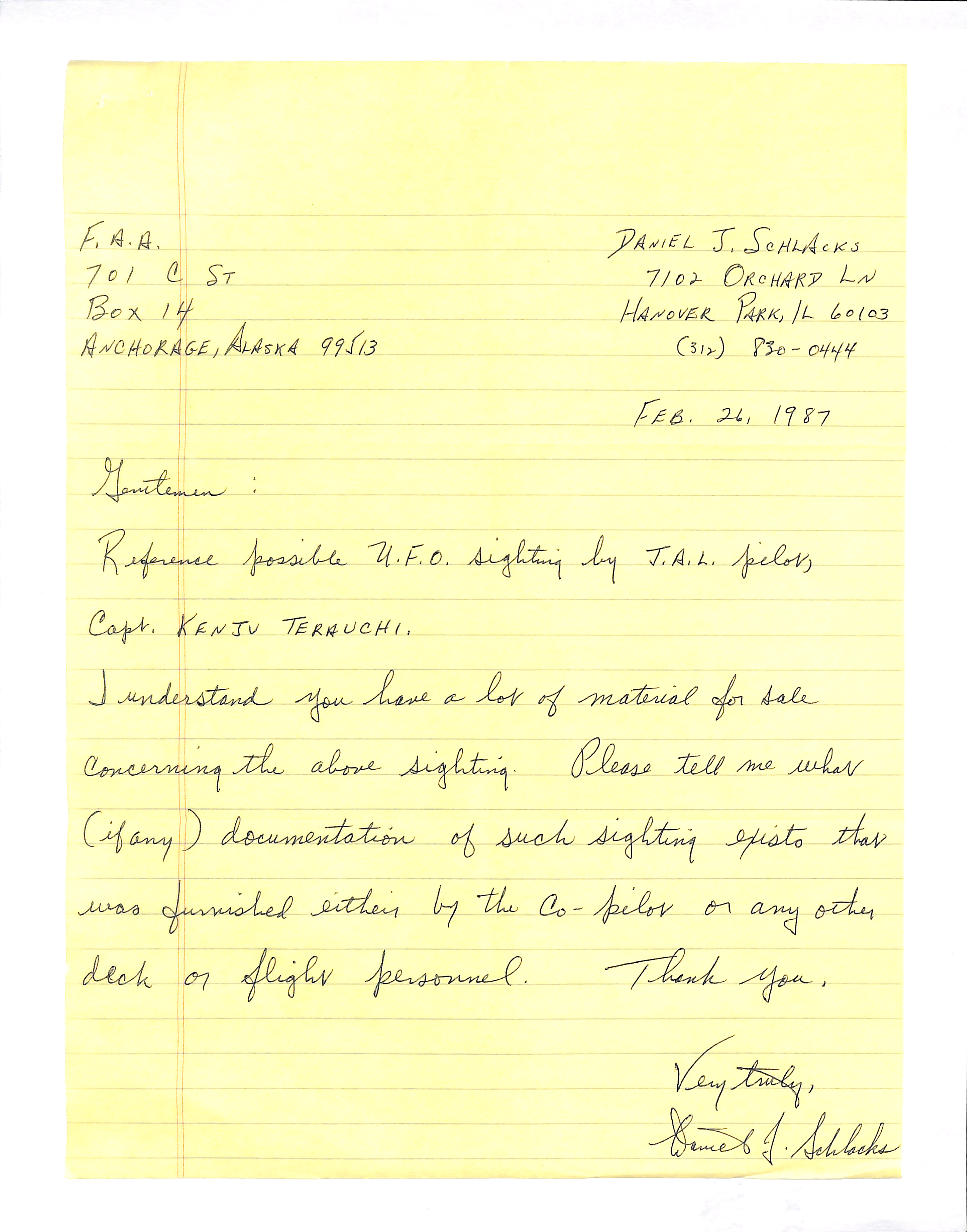 Information Releases Relating to Unidentified Flying Object