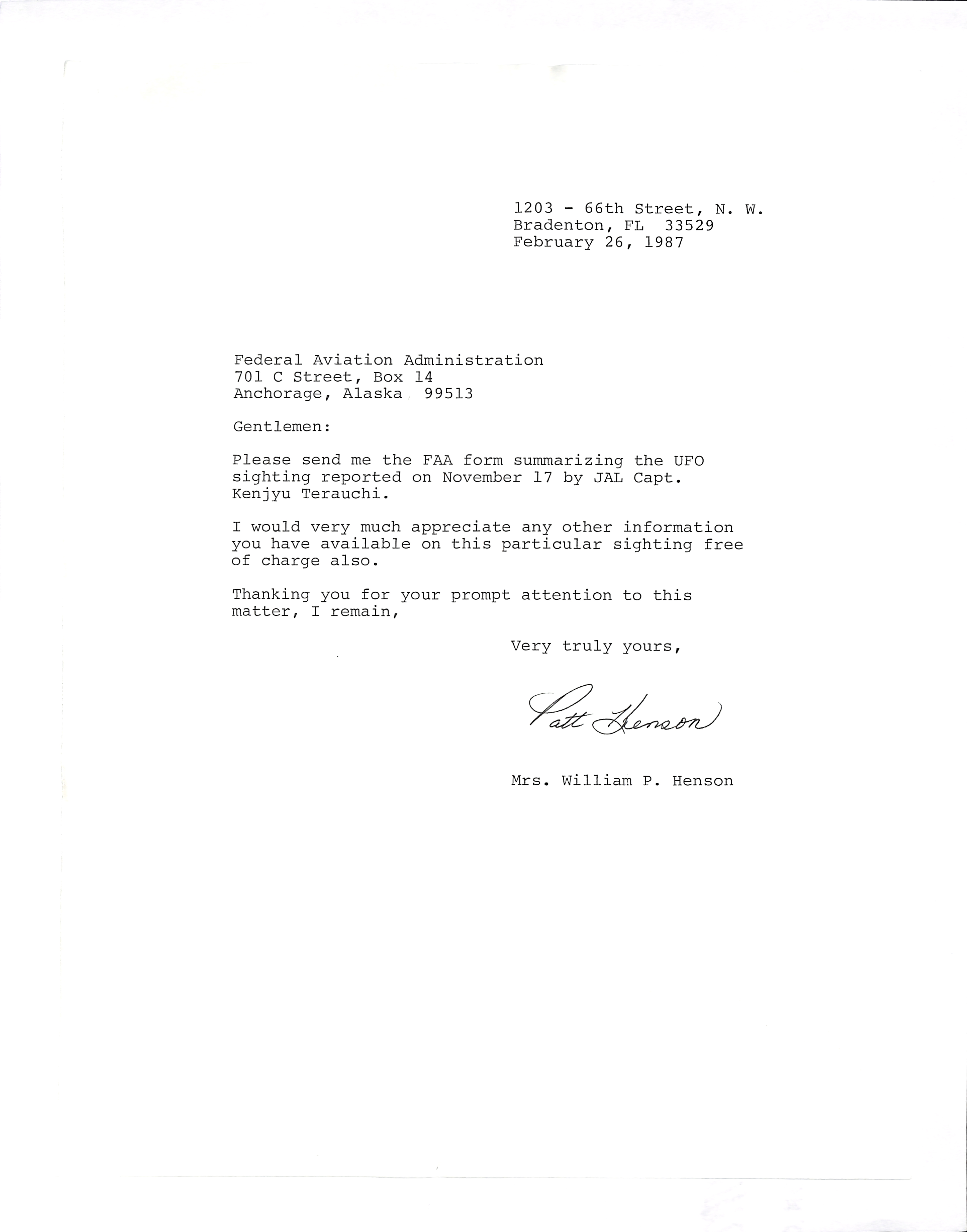 Information Releases Relating to Unidentified Flying Object