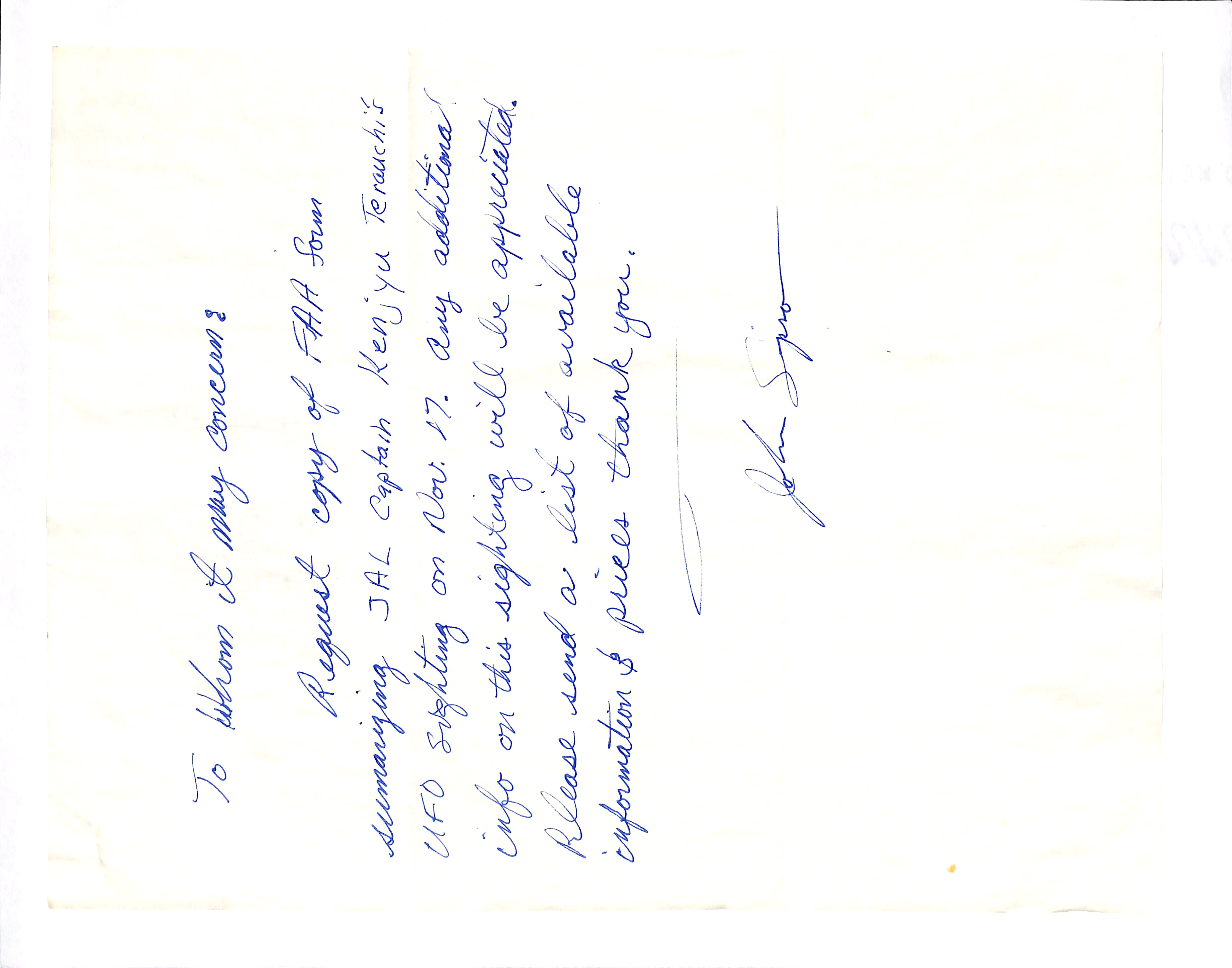Information Releases Relating to Unidentified Flying Object