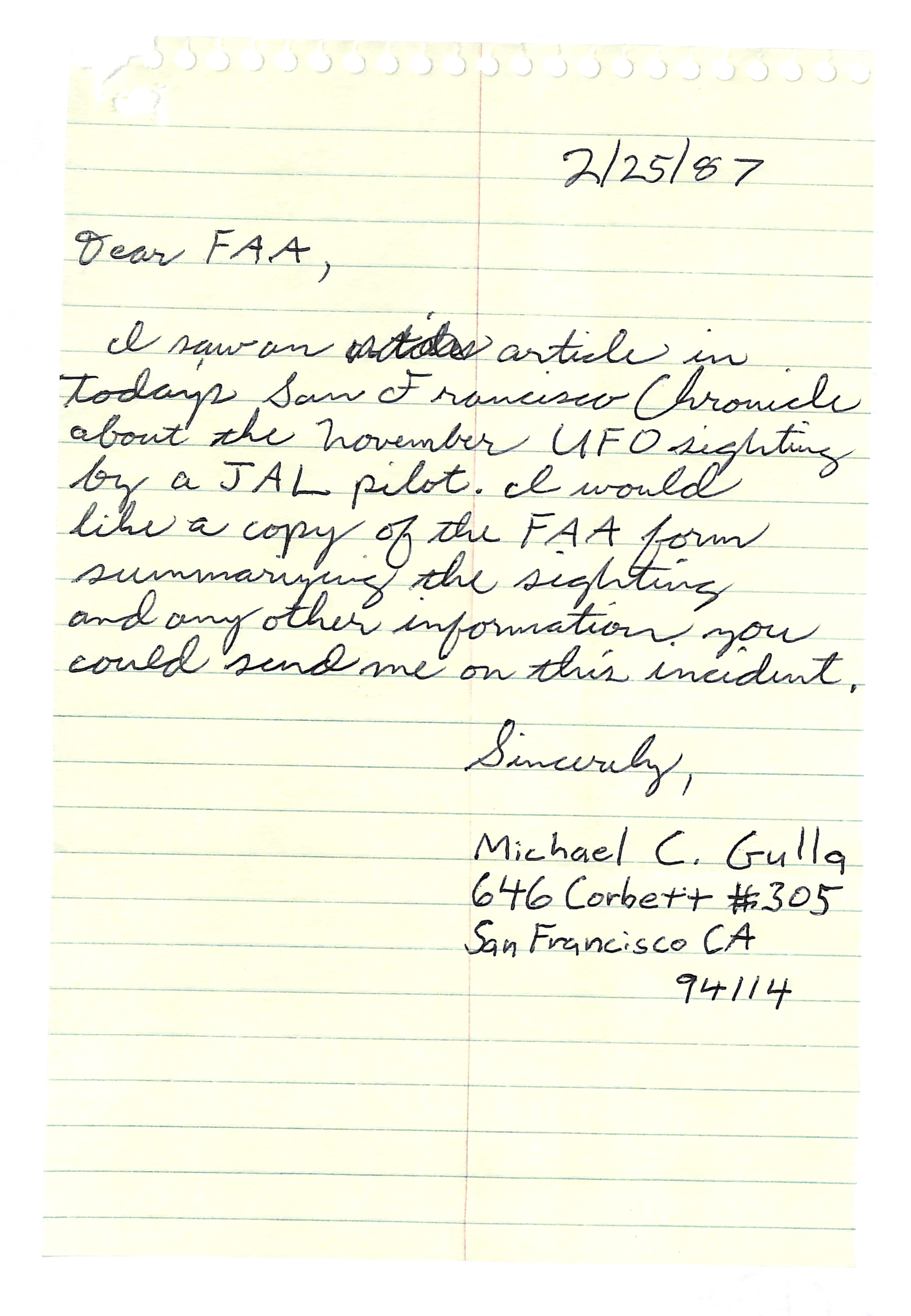 Information Releases Relating to Unidentified Flying Object