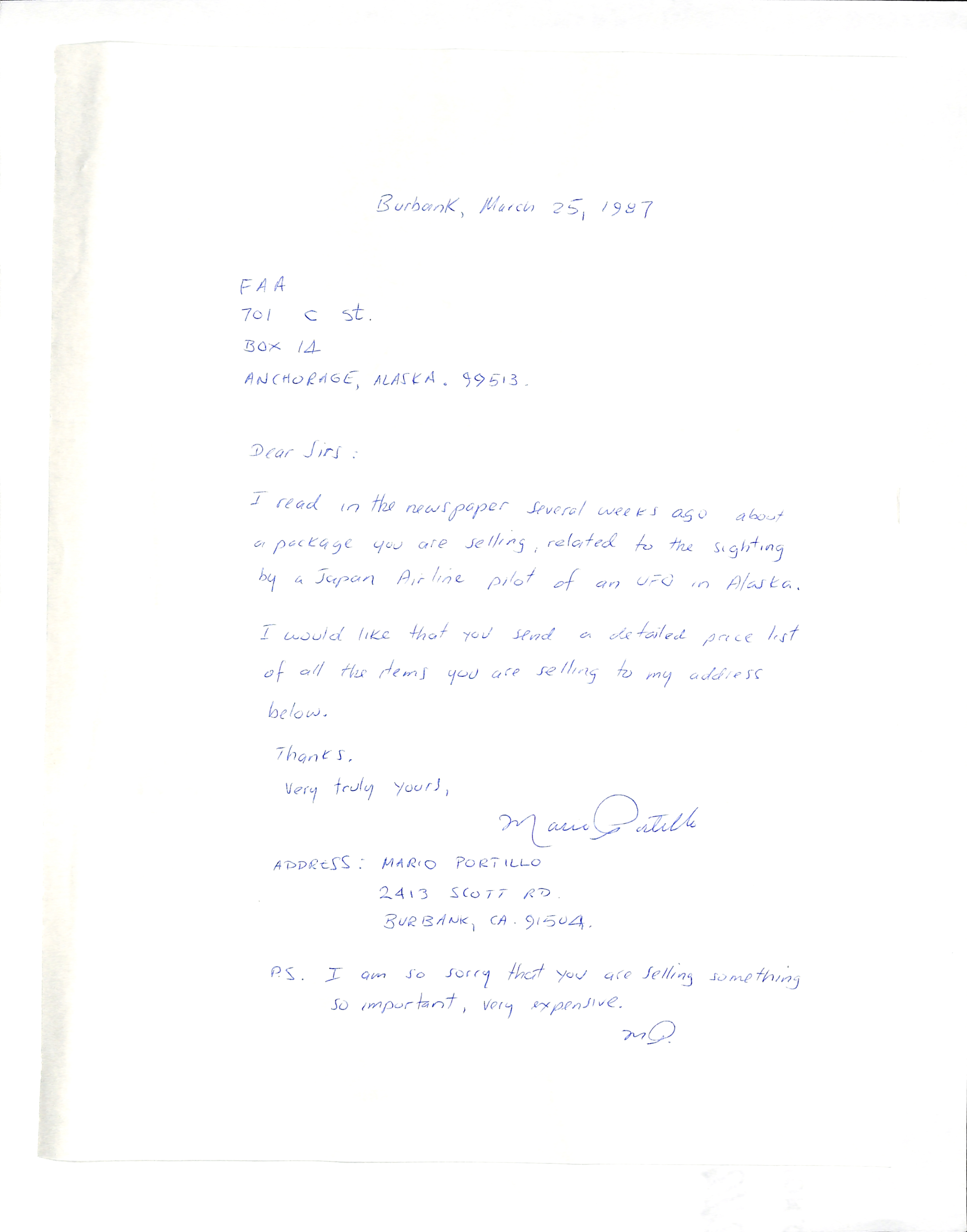 Information Releases Relating to Unidentified Flying Object