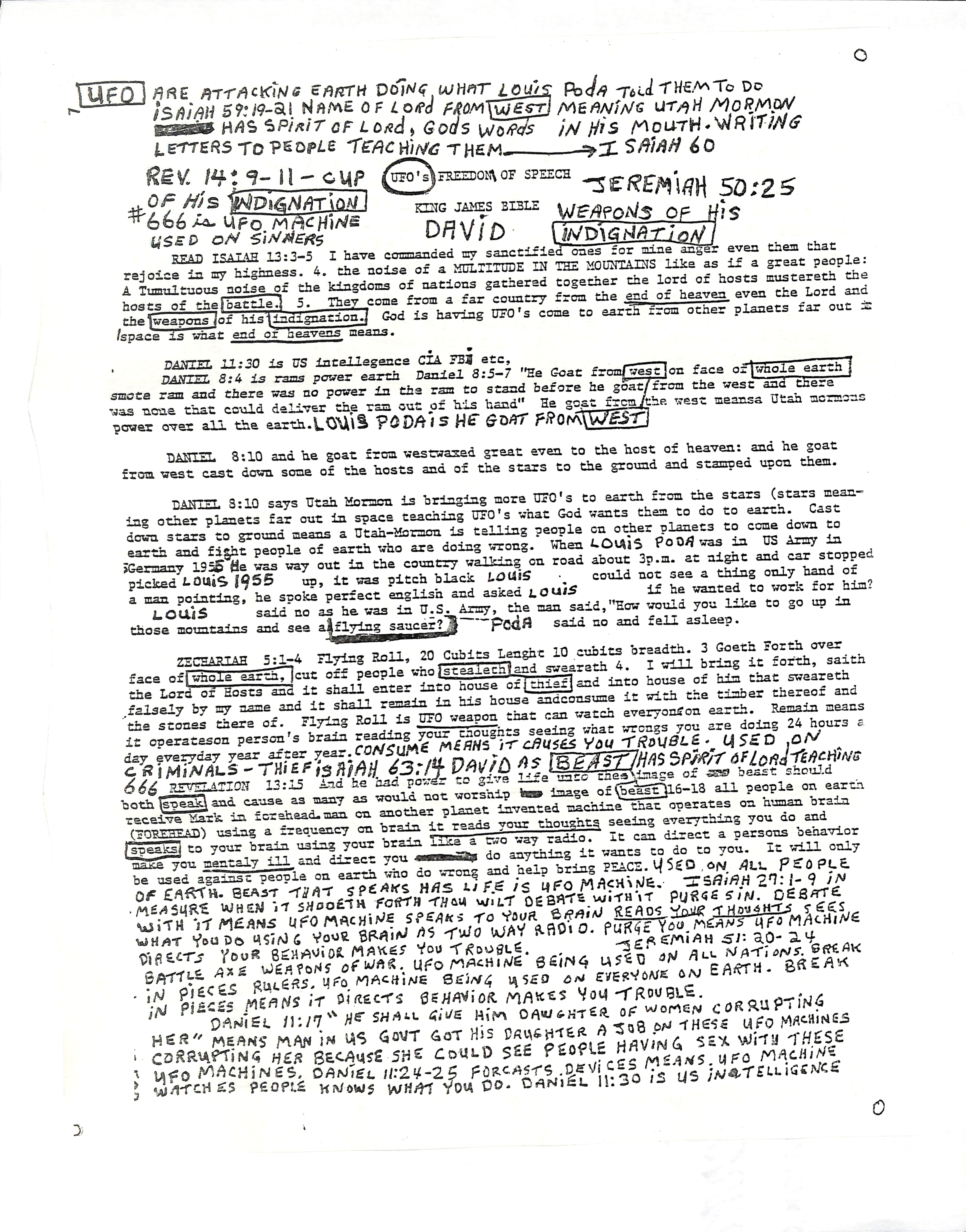 Information Releases Relating to Unidentified Flying Object