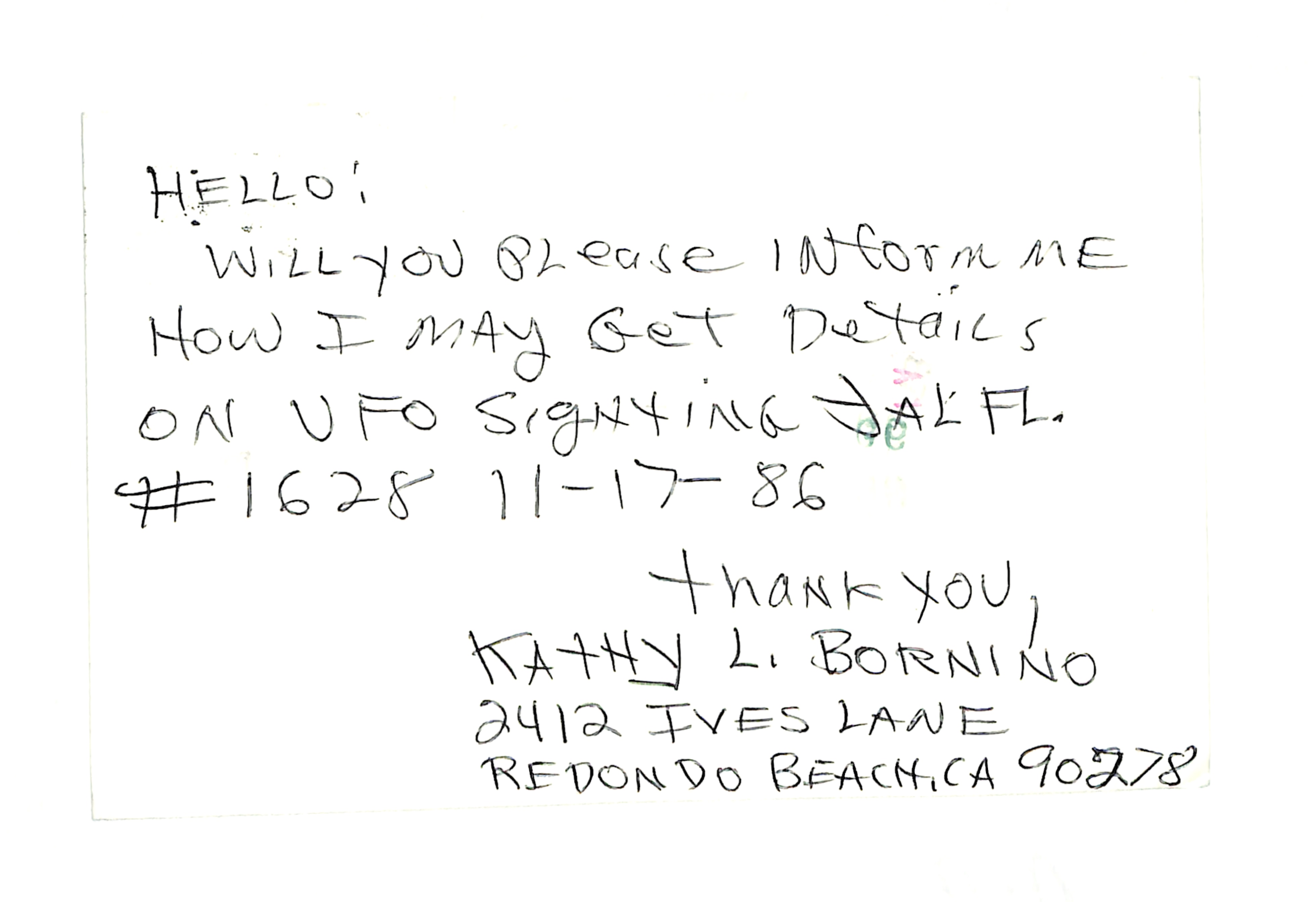 Information Releases Relating to Unidentified Flying Object