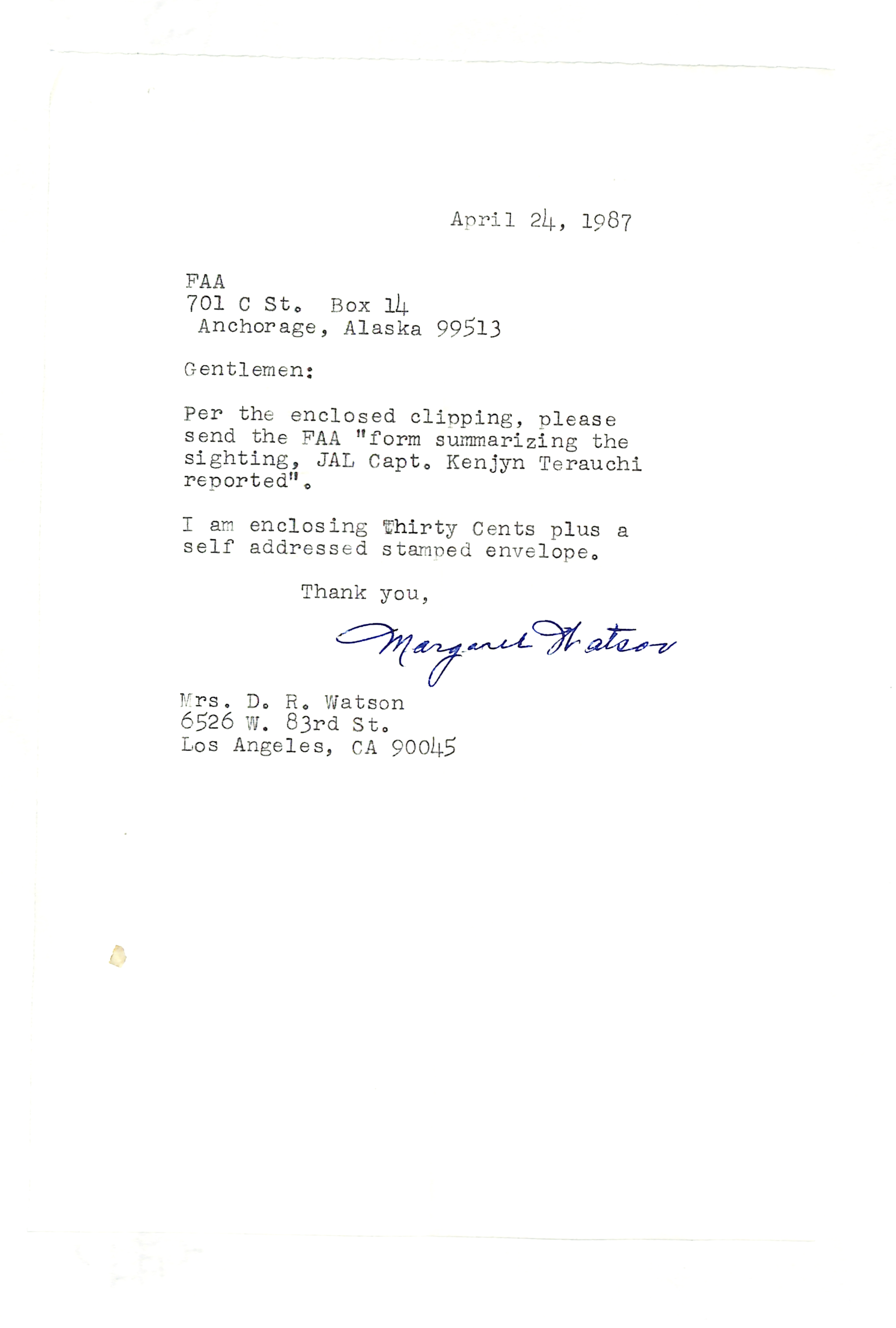 Information Releases Relating to Unidentified Flying Object