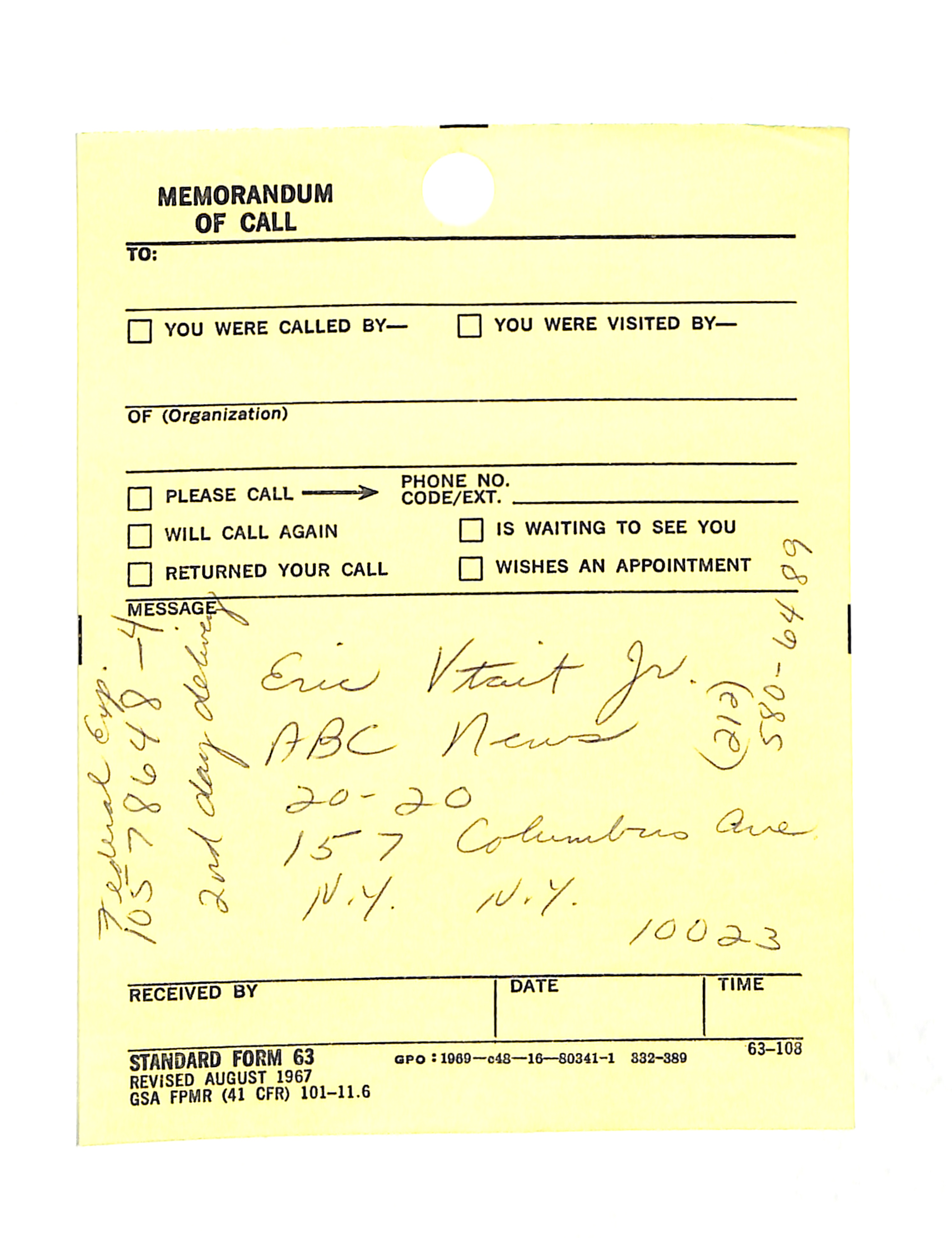 Information Releases Relating to Unidentified Flying Object