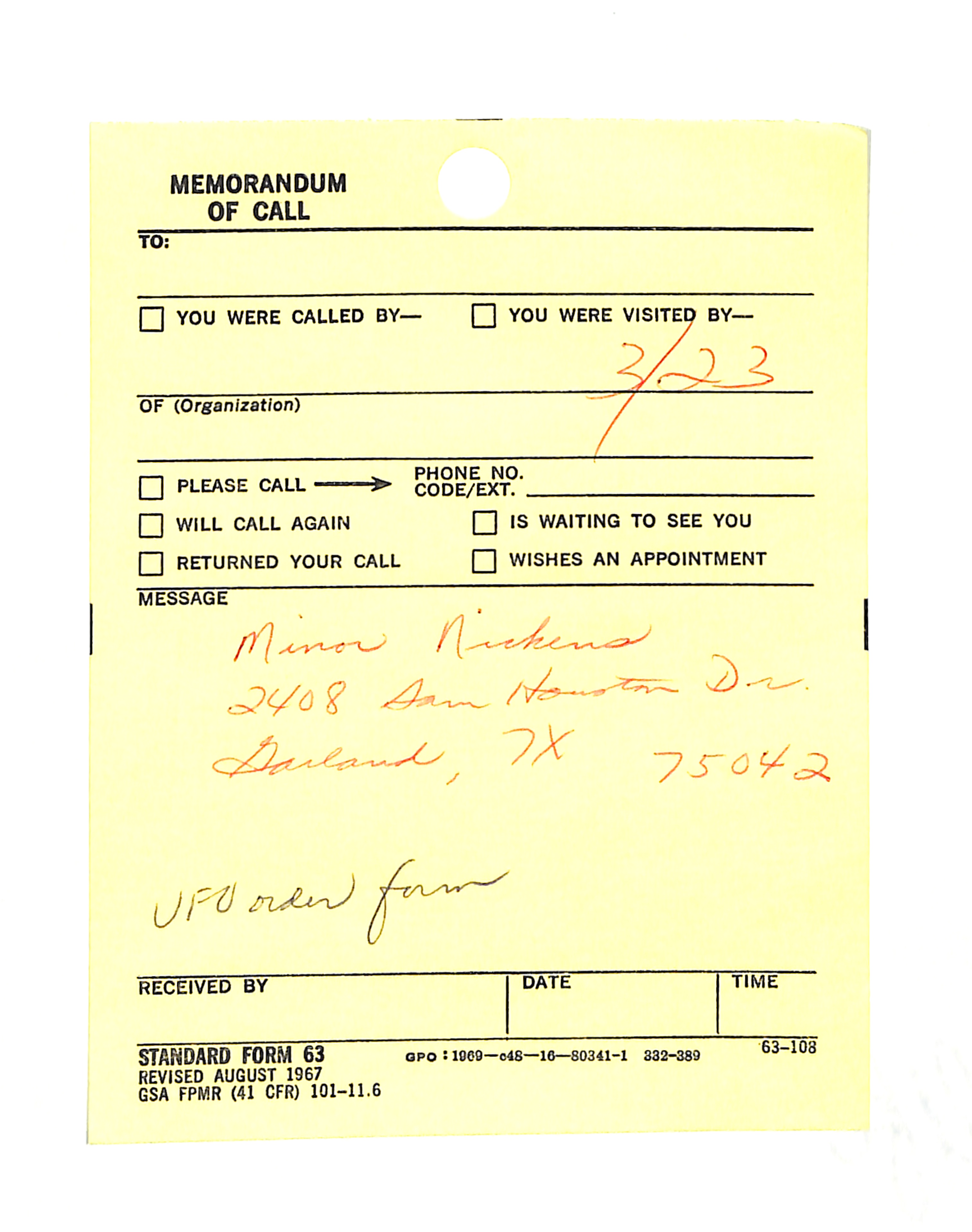 Information Releases Relating to Unidentified Flying Object