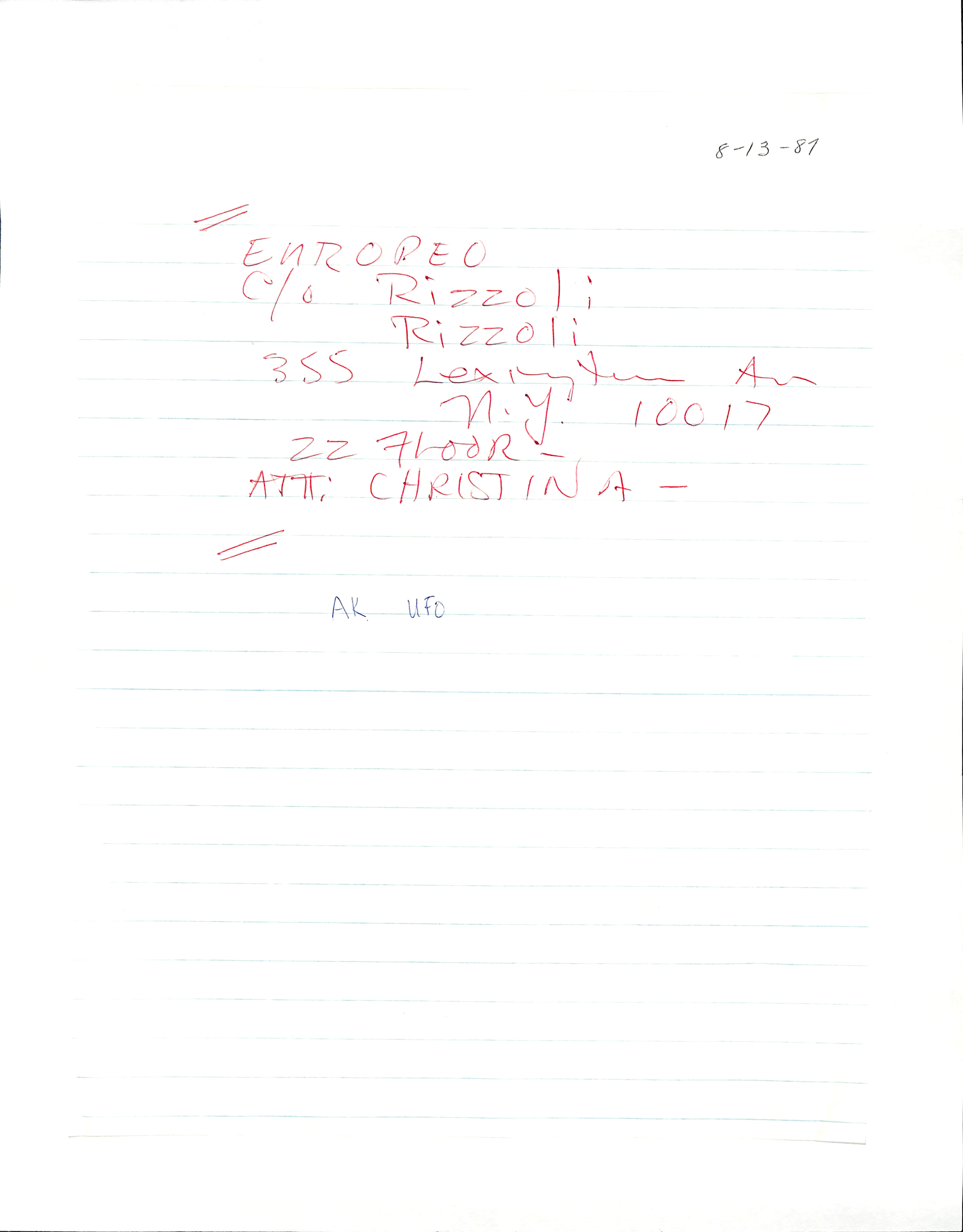 Information Releases Relating to Unidentified Flying Object