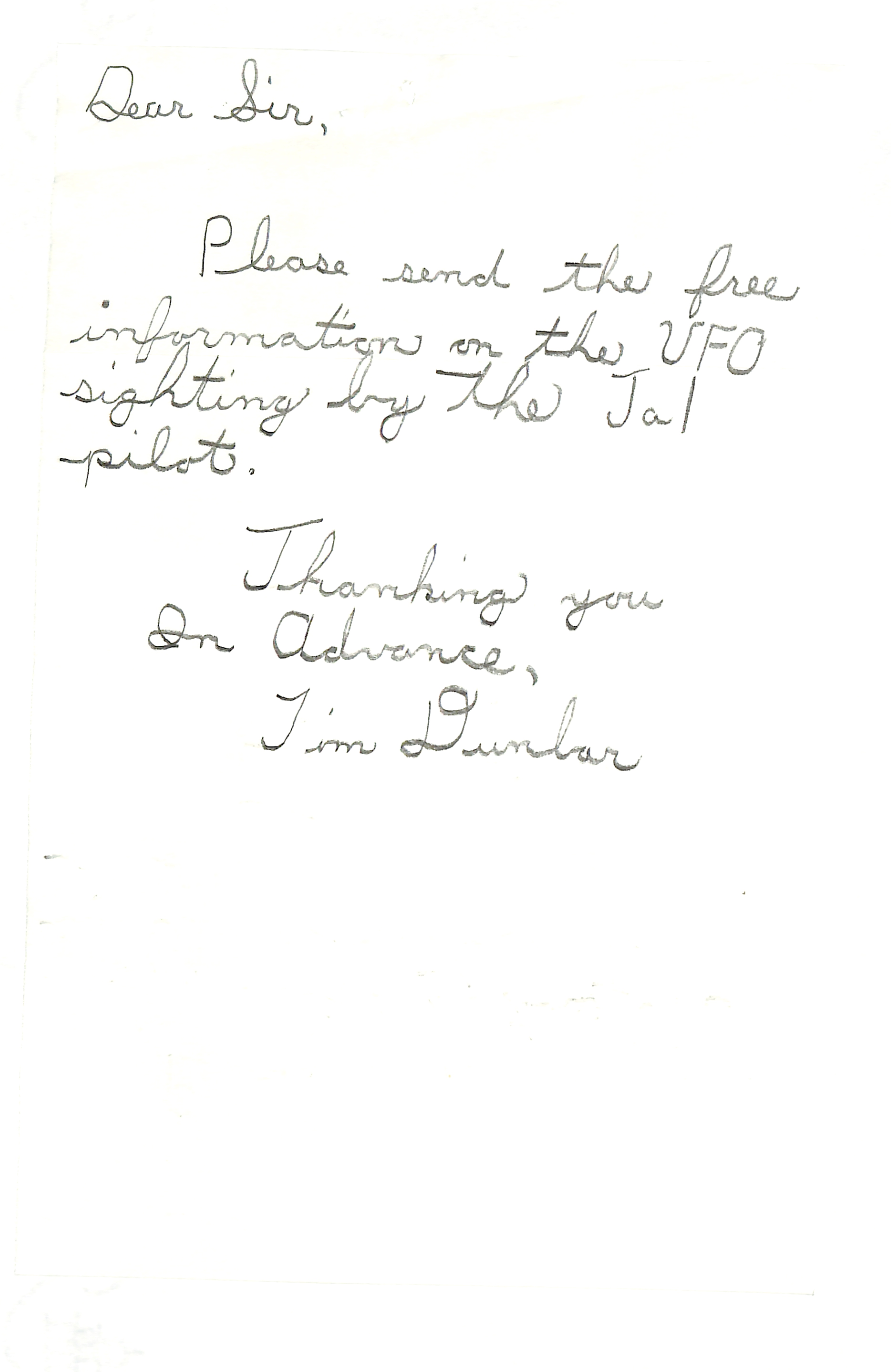 Information Releases Relating to Unidentified Flying Object