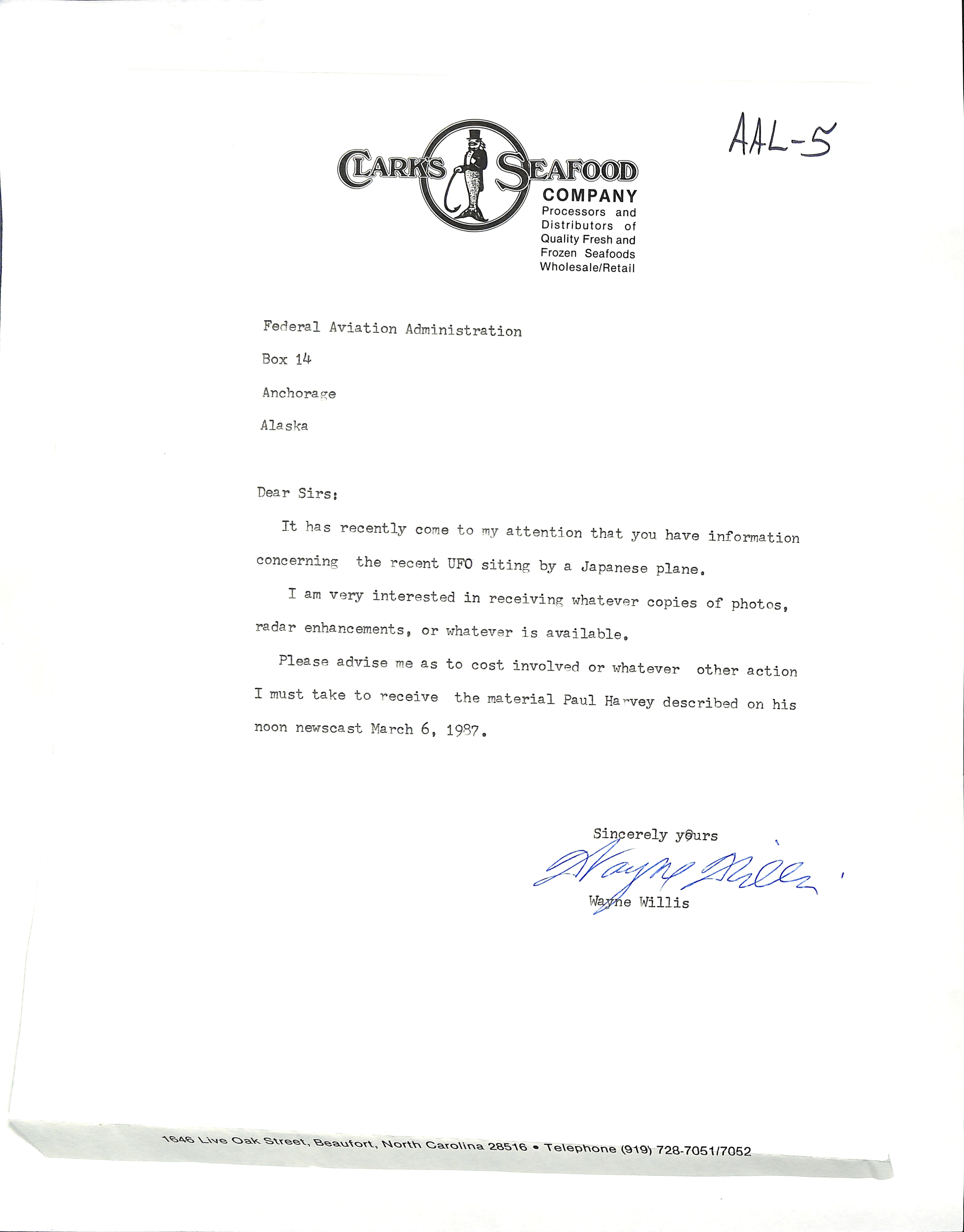 Information Releases Relating to Unidentified Flying Object