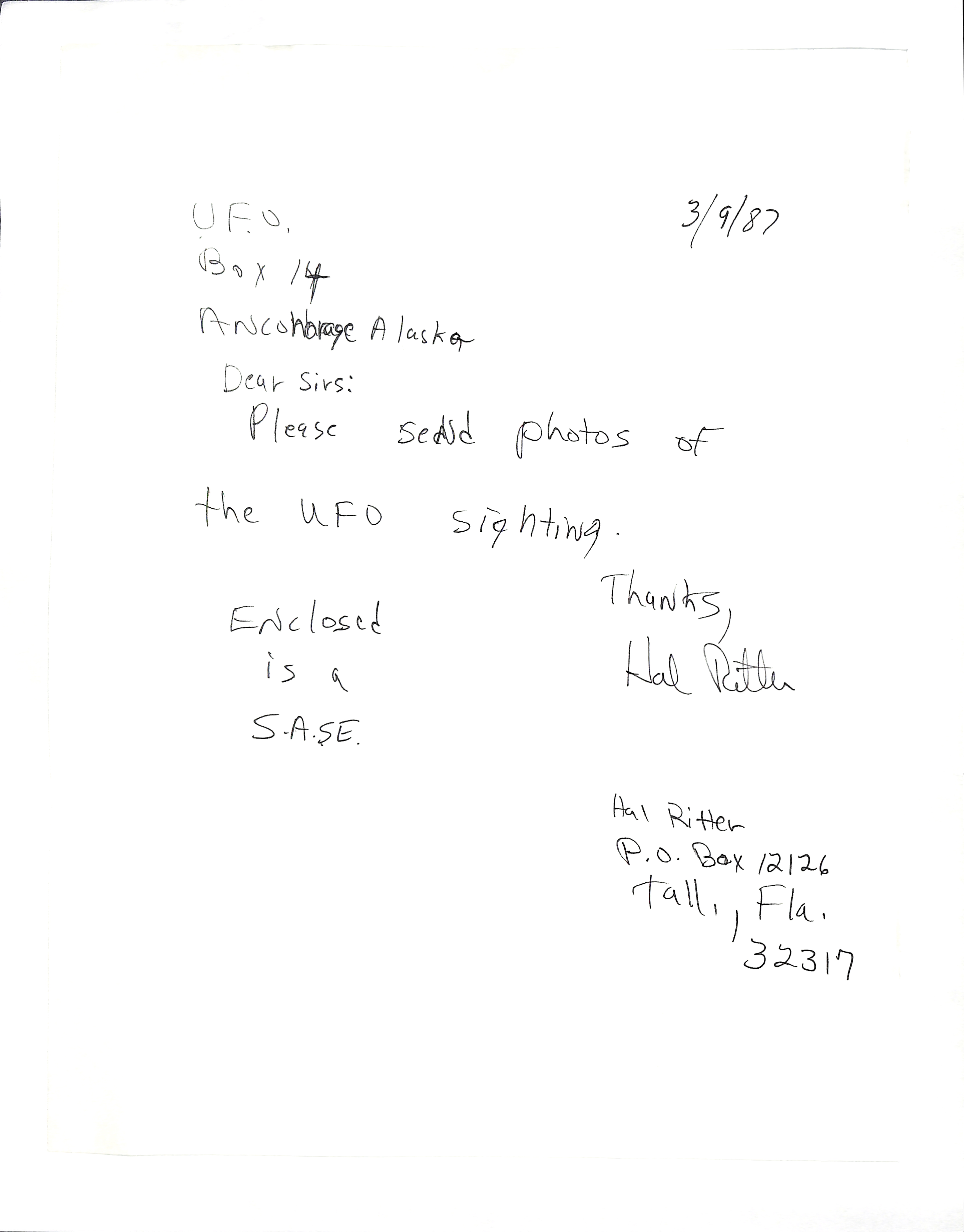 Information Releases Relating to Unidentified Flying Object