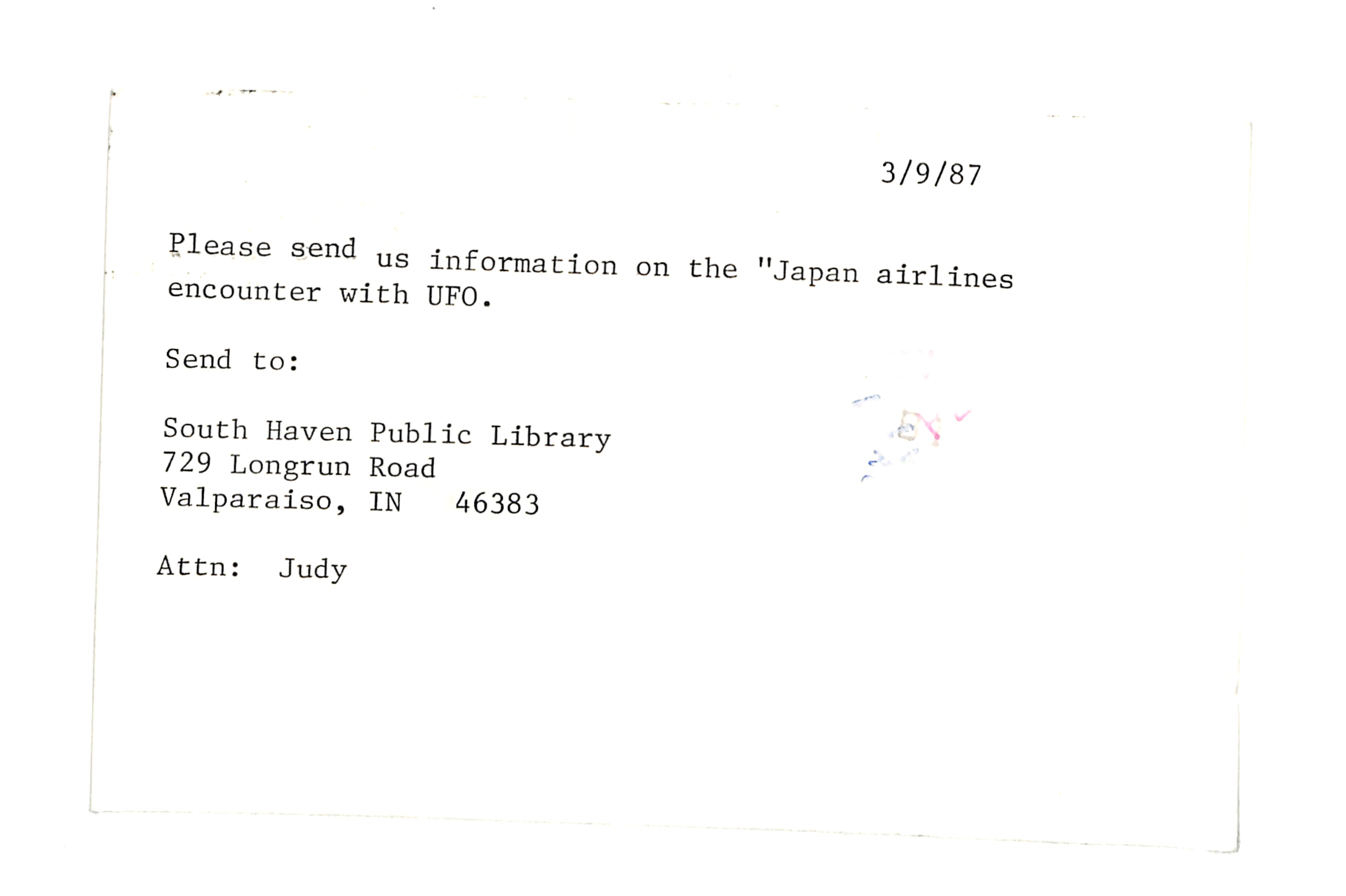 Information Releases Relating to Unidentified Flying Object