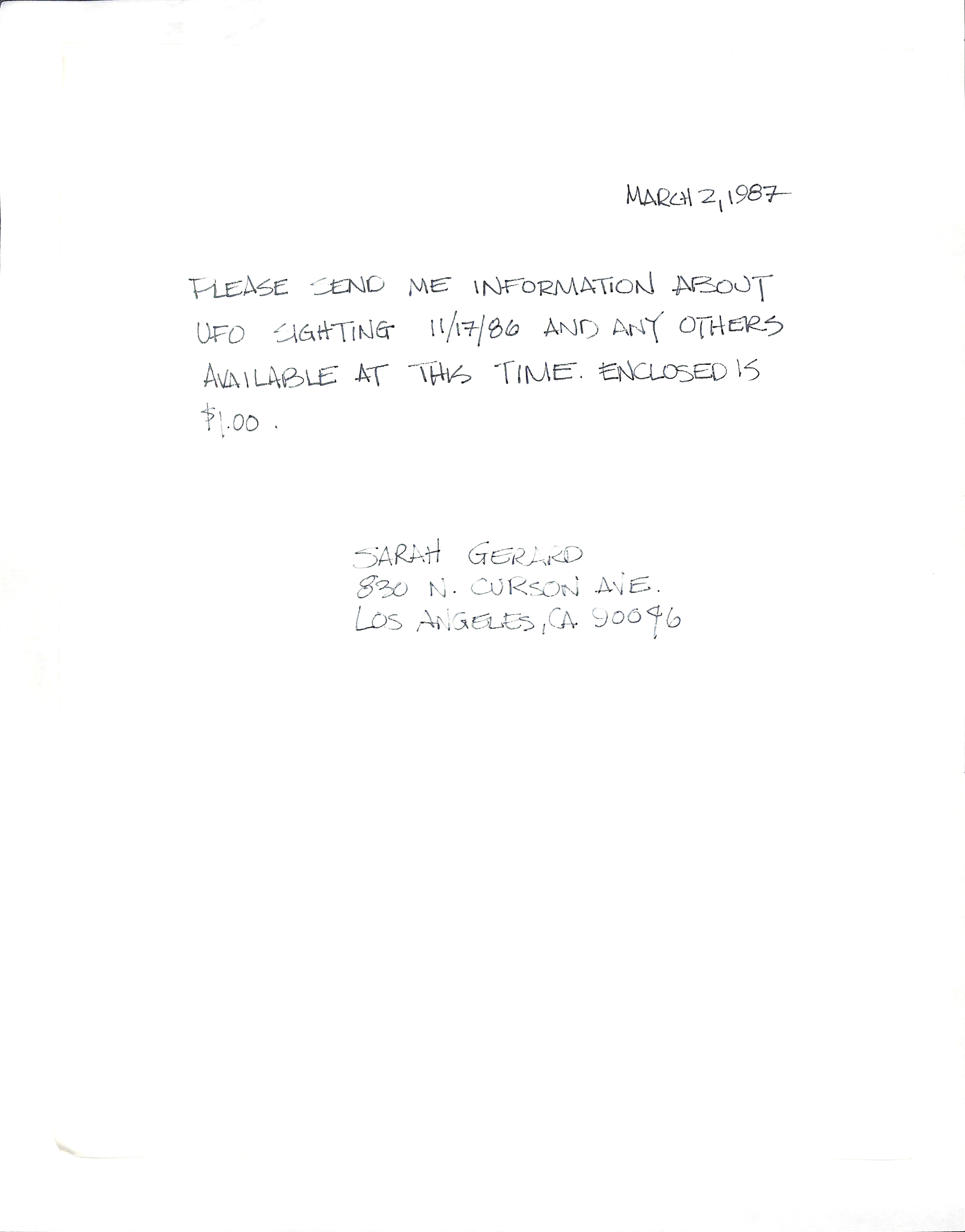 Information Releases Relating to Unidentified Flying Object