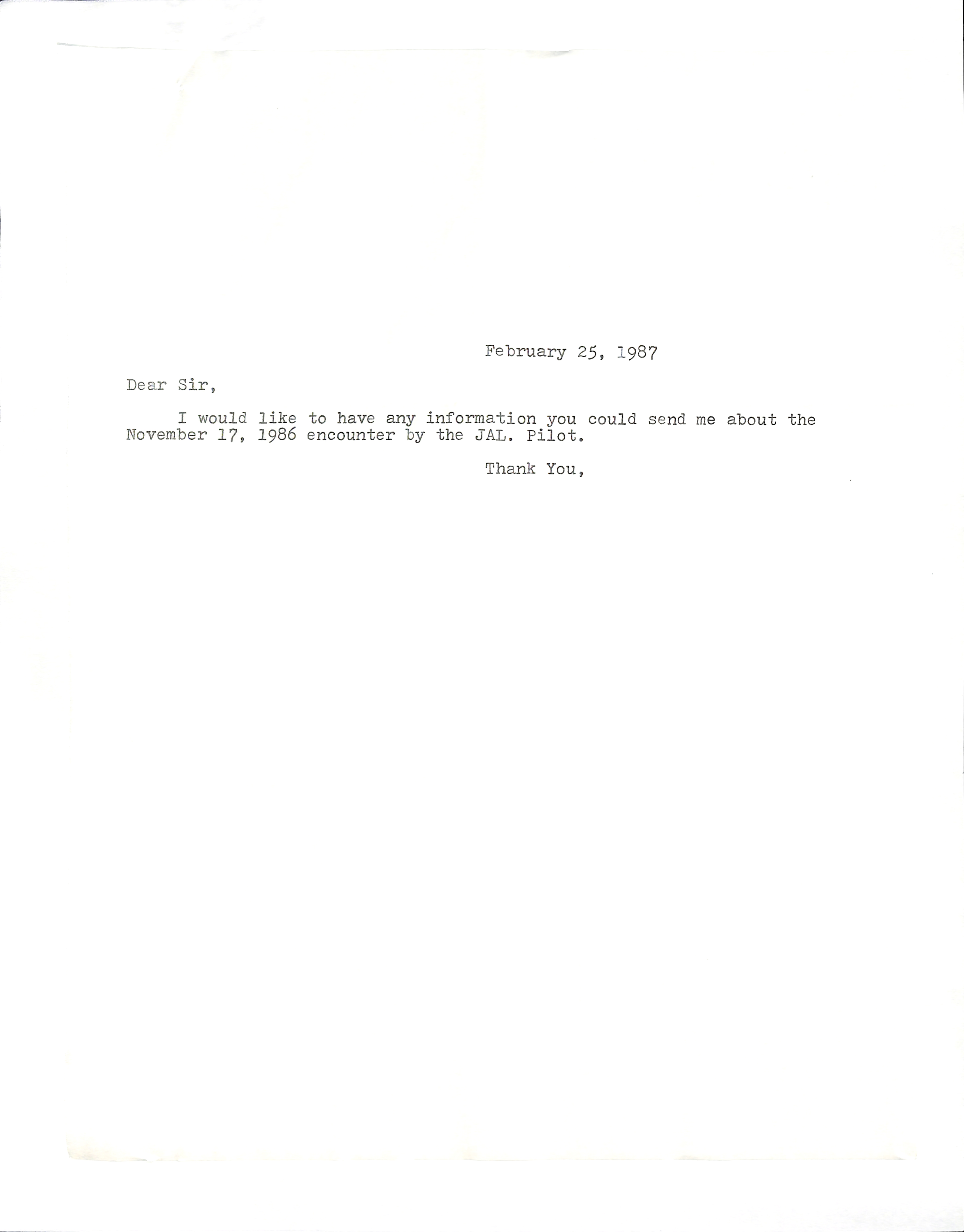 Information Releases Relating to Unidentified Flying Object