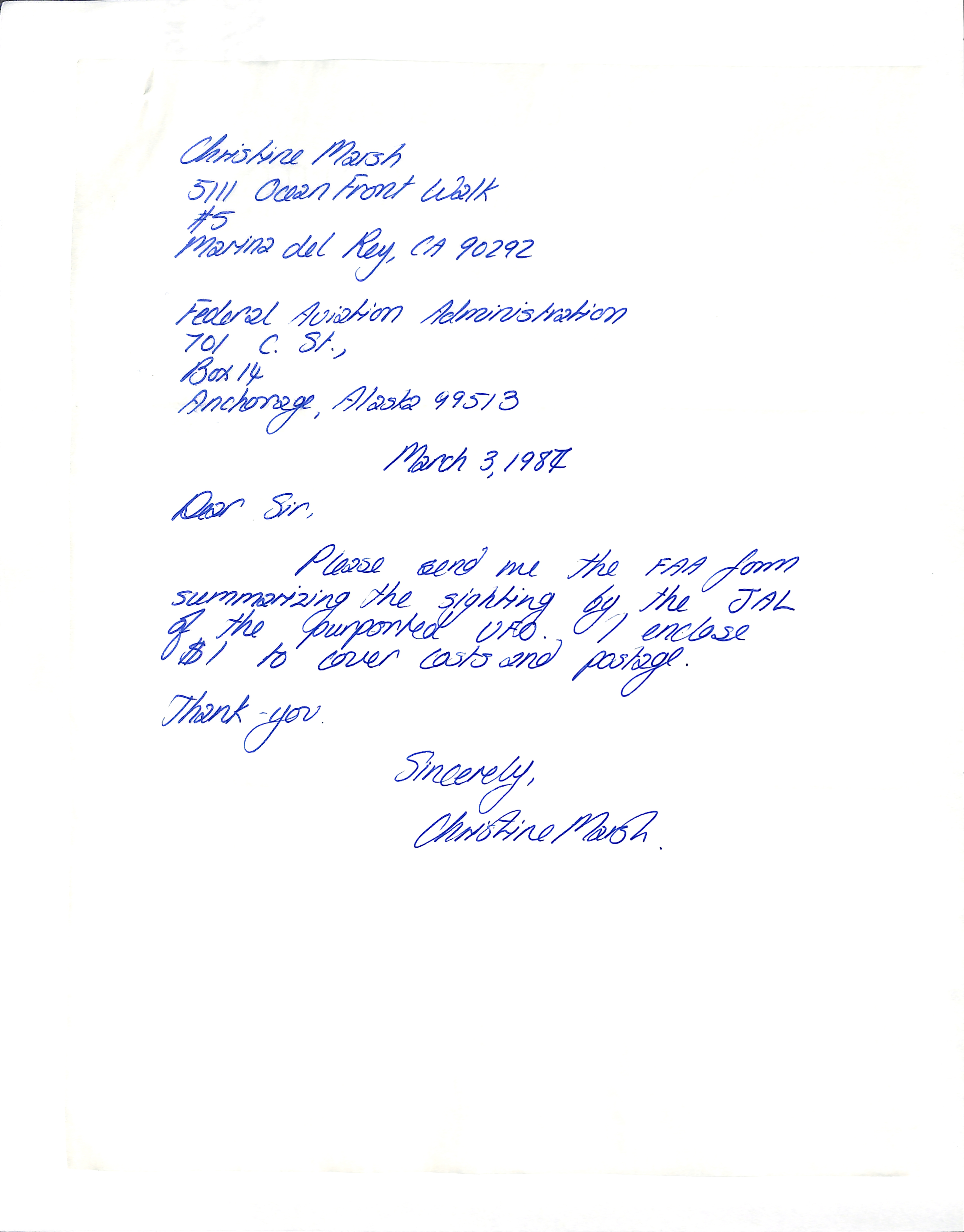 Information Releases Relating to Unidentified Flying Object