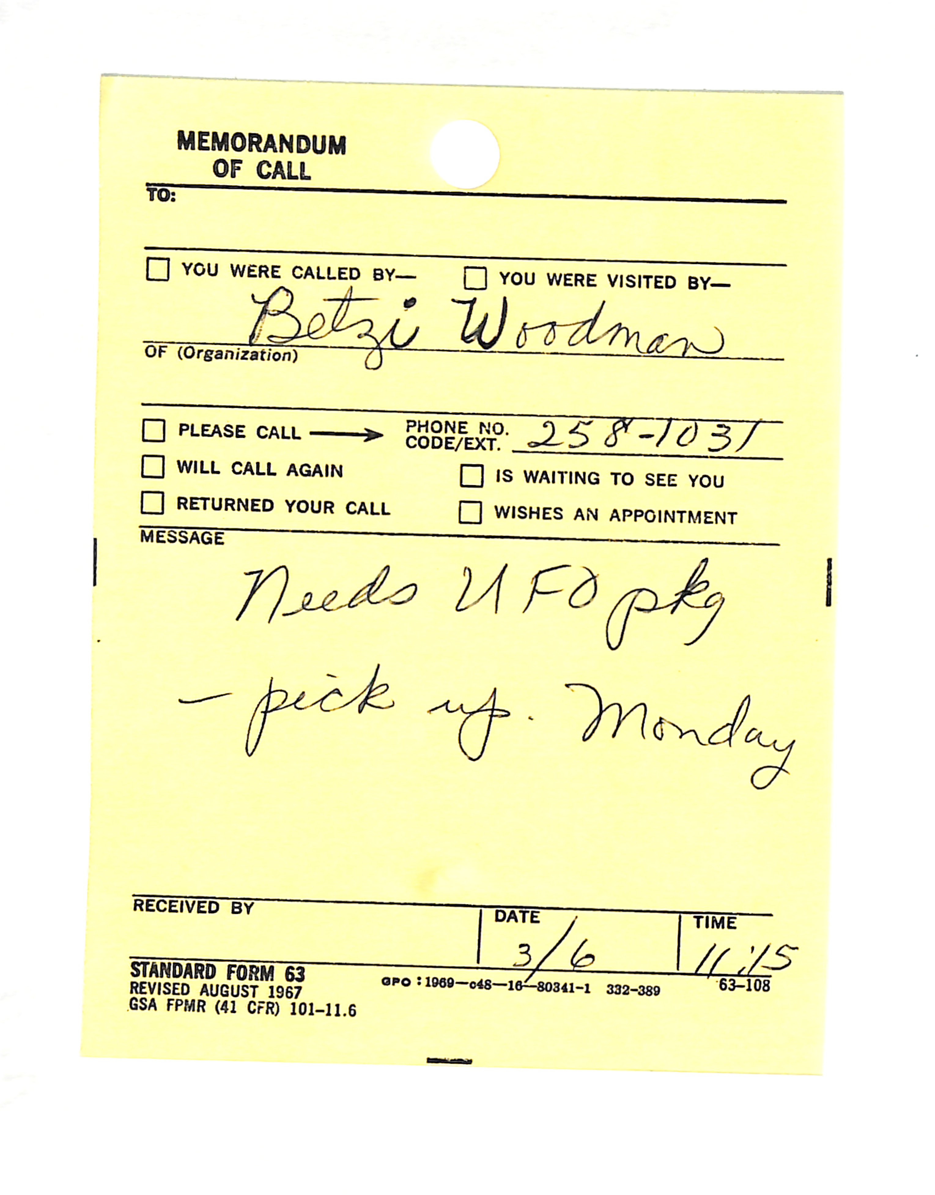 Information Releases Relating to Unidentified Flying Object