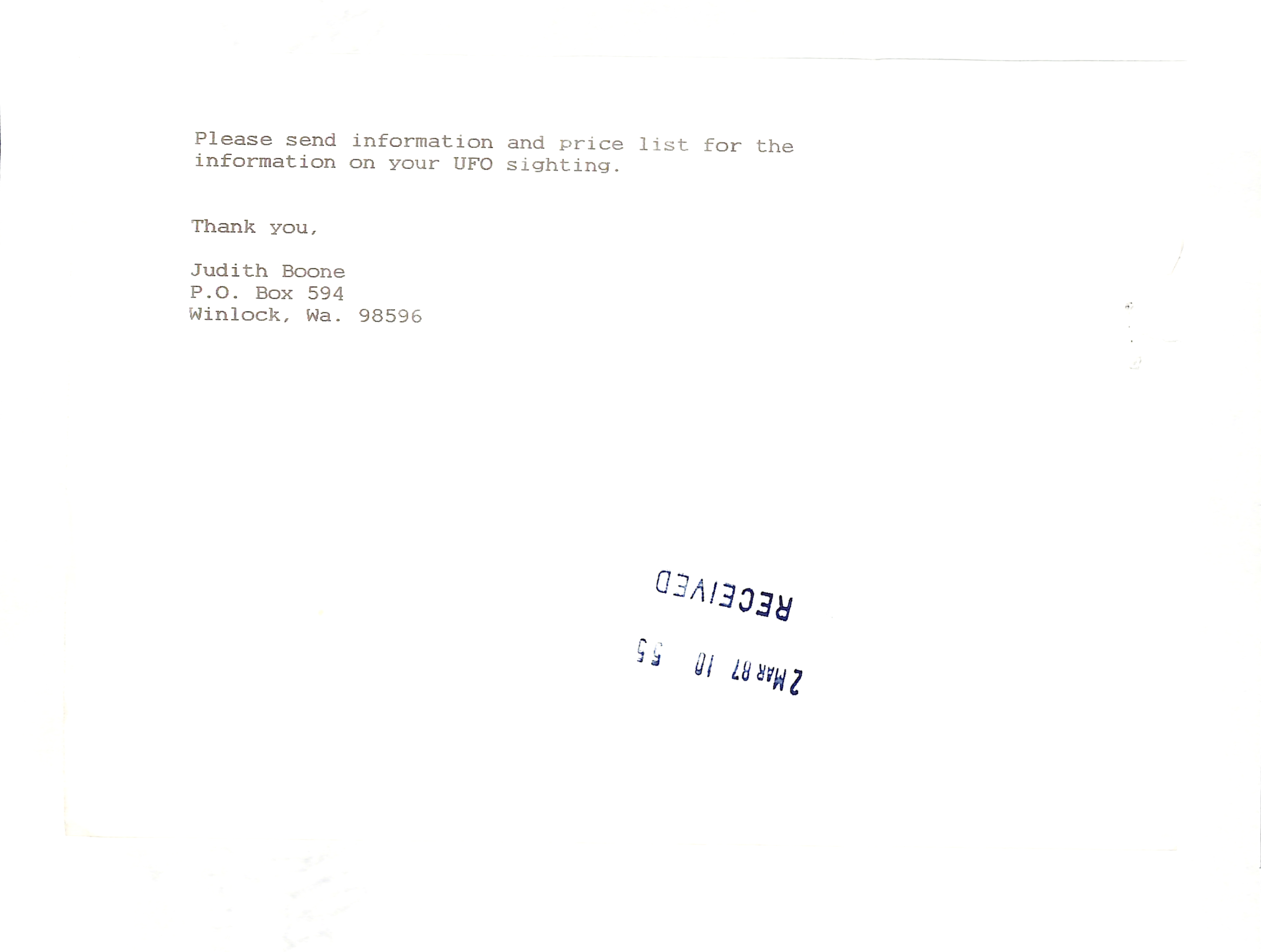 Information Releases Relating to Unidentified Flying Object