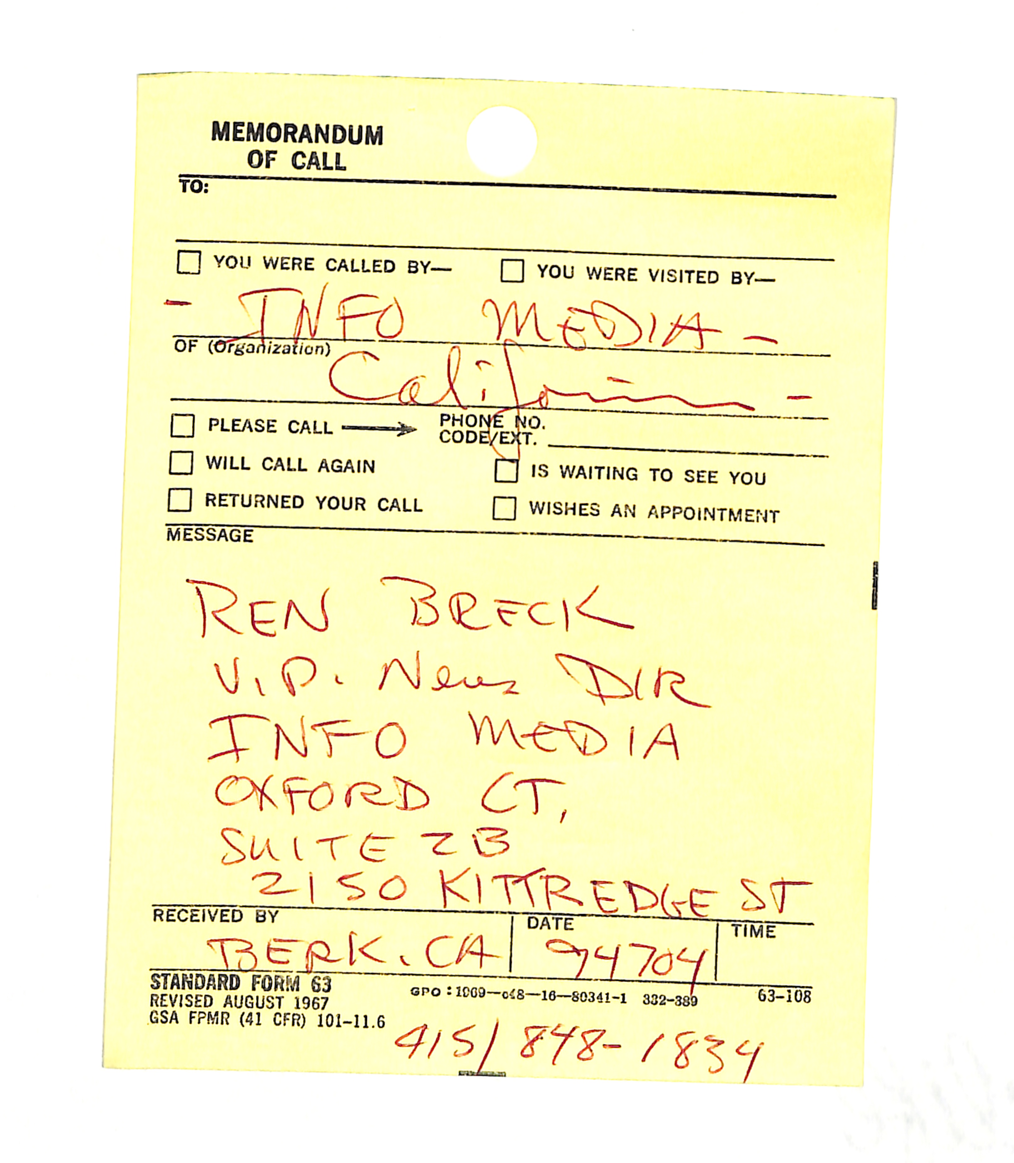 Information Releases Relating to Unidentified Flying Object