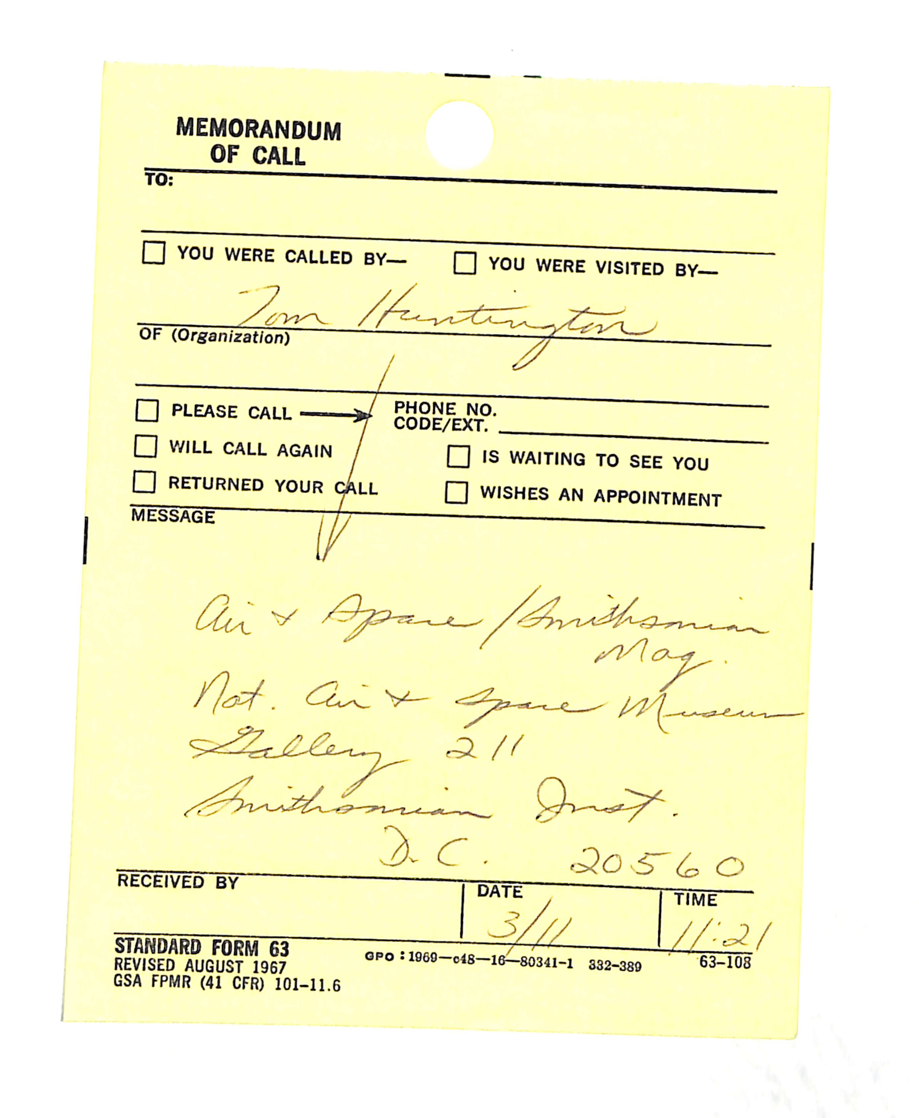 Information Releases Relating to Unidentified Flying Object