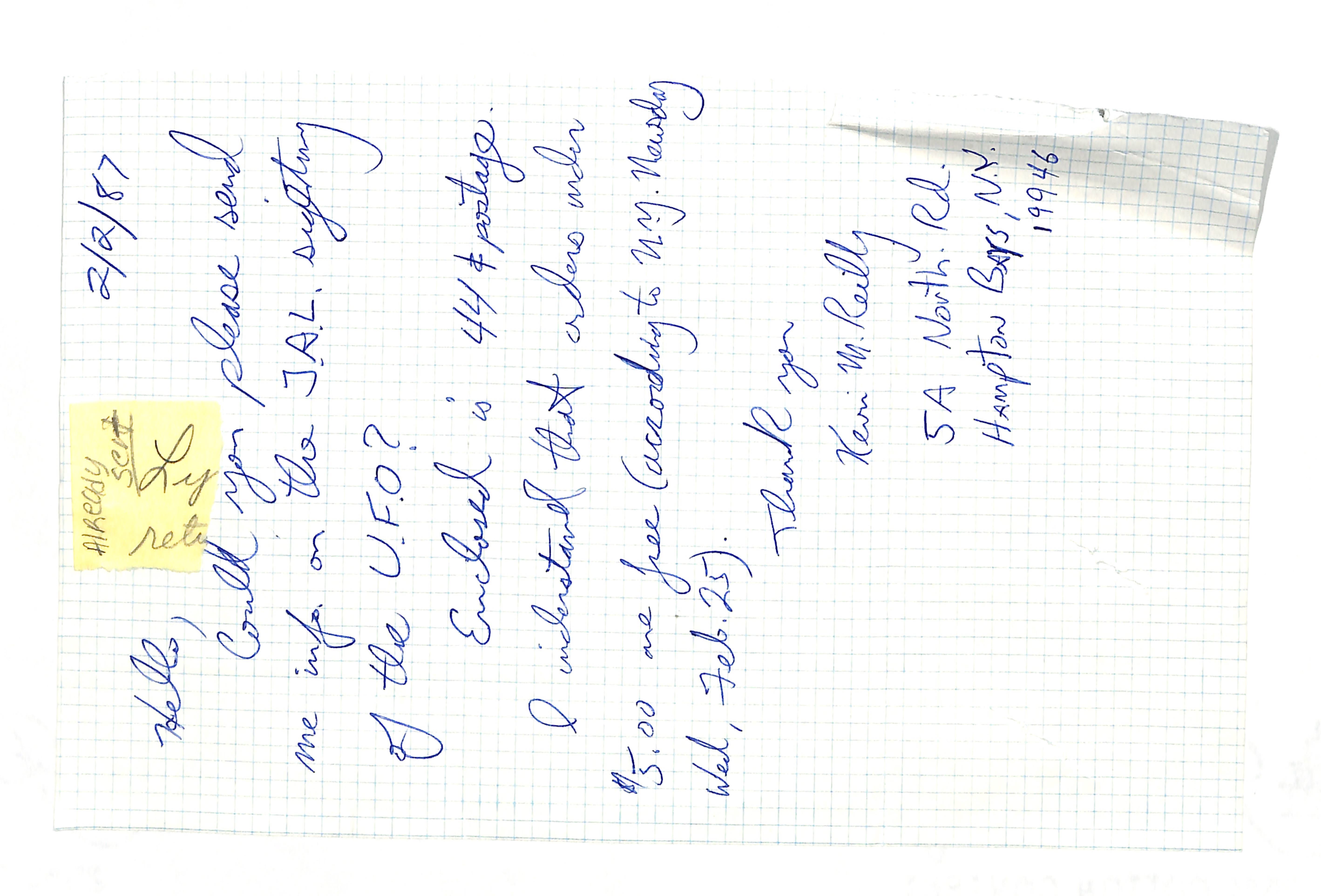 Information Releases Relating to Unidentified Flying Object