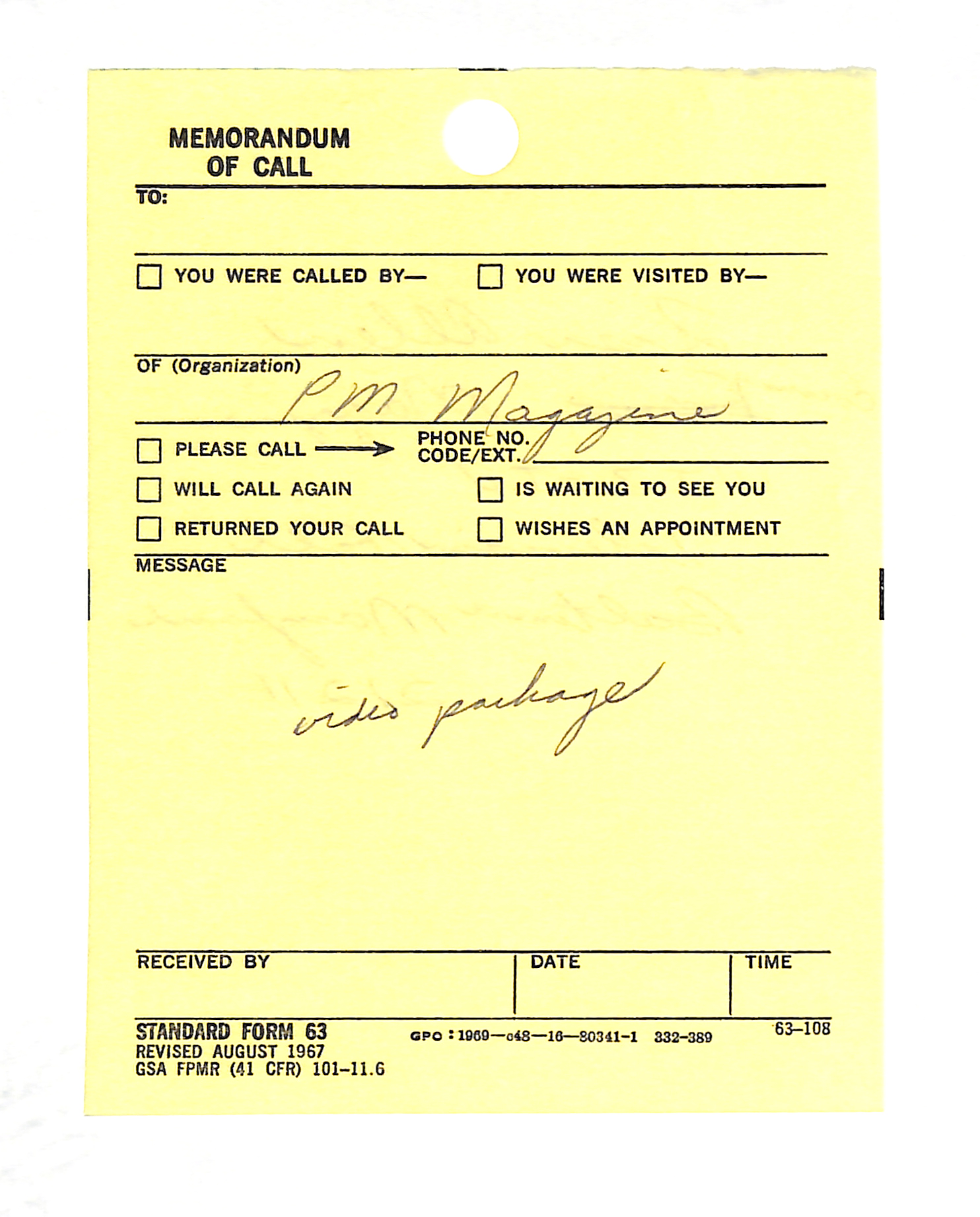 Information Releases Relating to Unidentified Flying Object