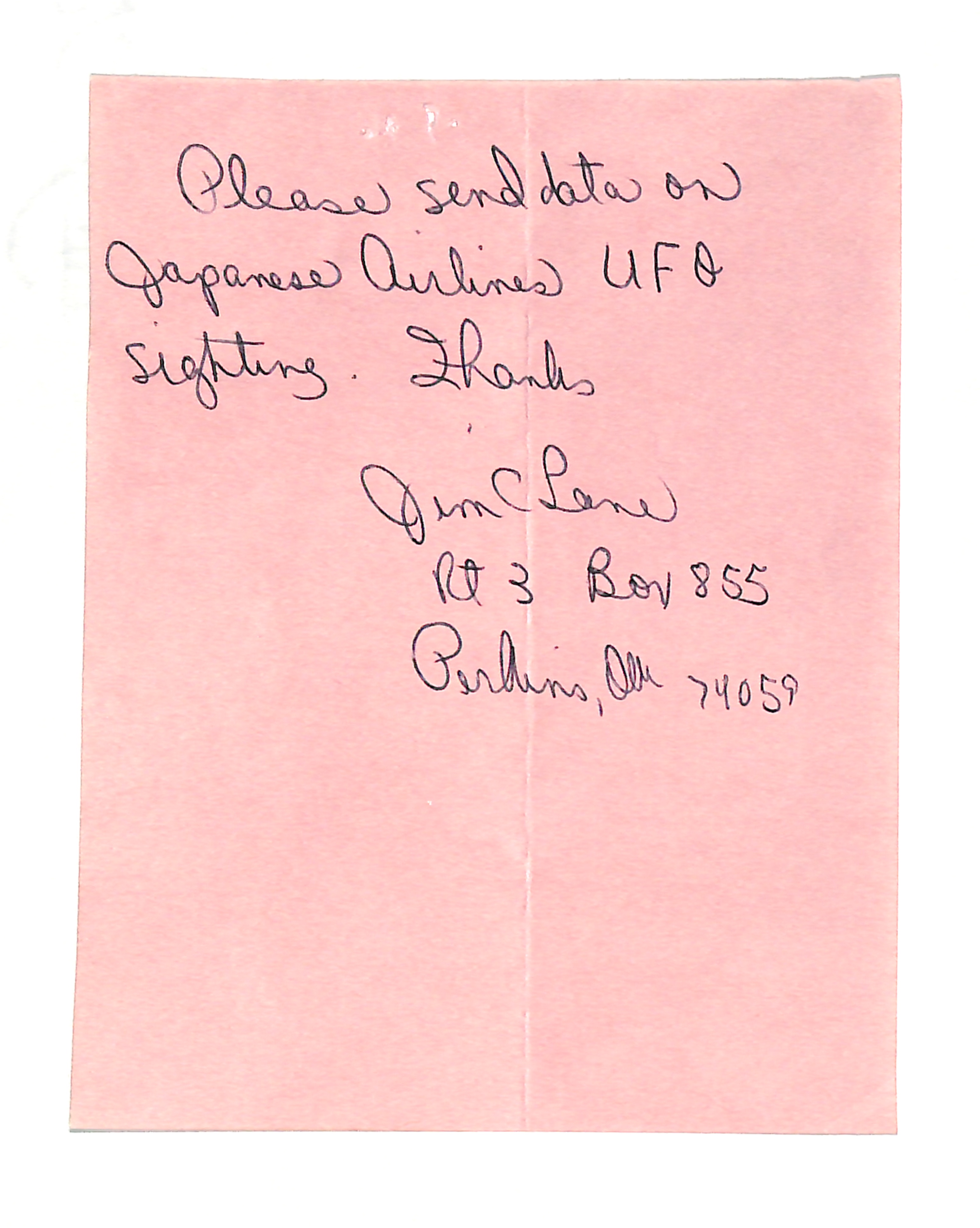 Information Releases Relating to Unidentified Flying Object