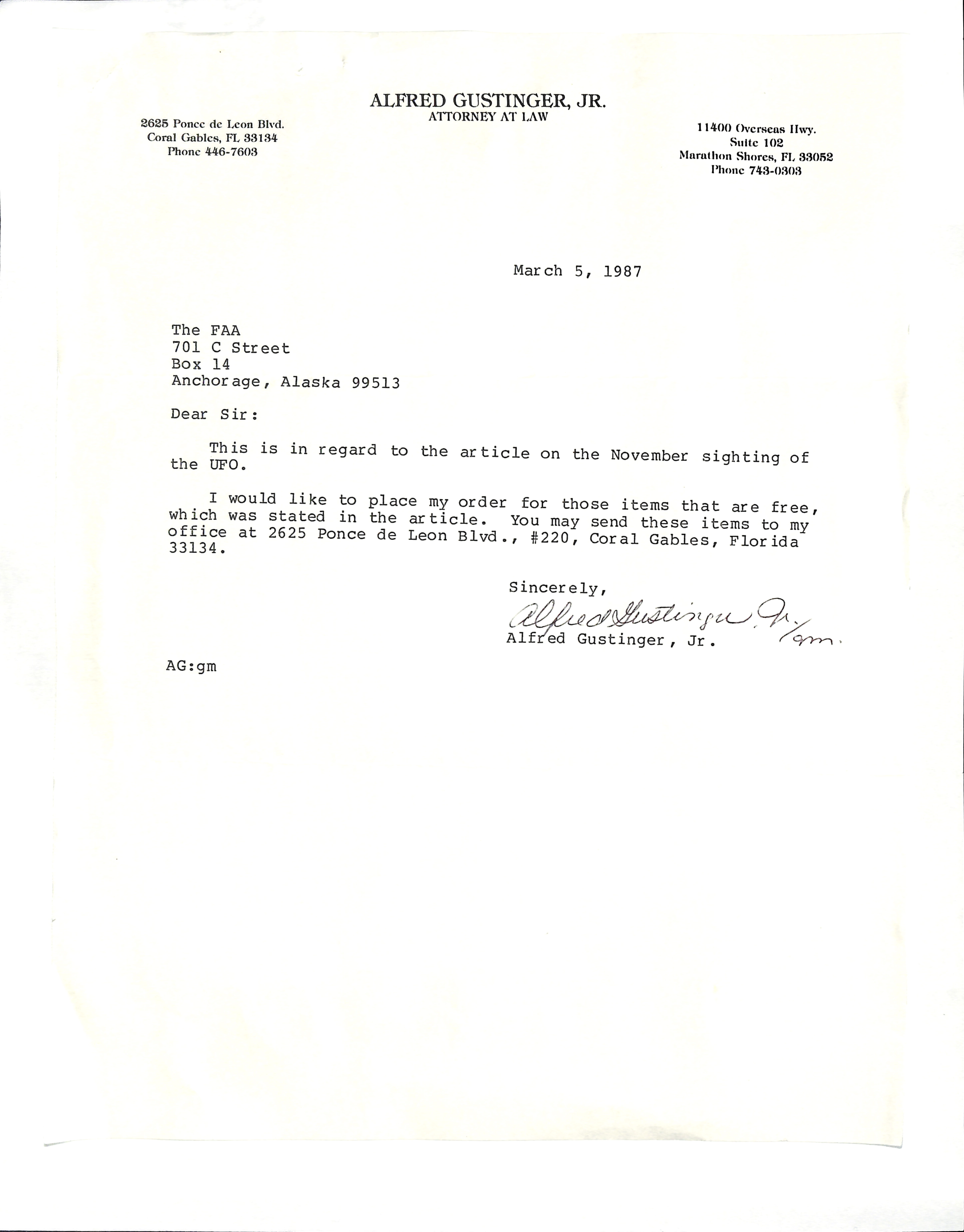Information Releases Relating to Unidentified Flying Object