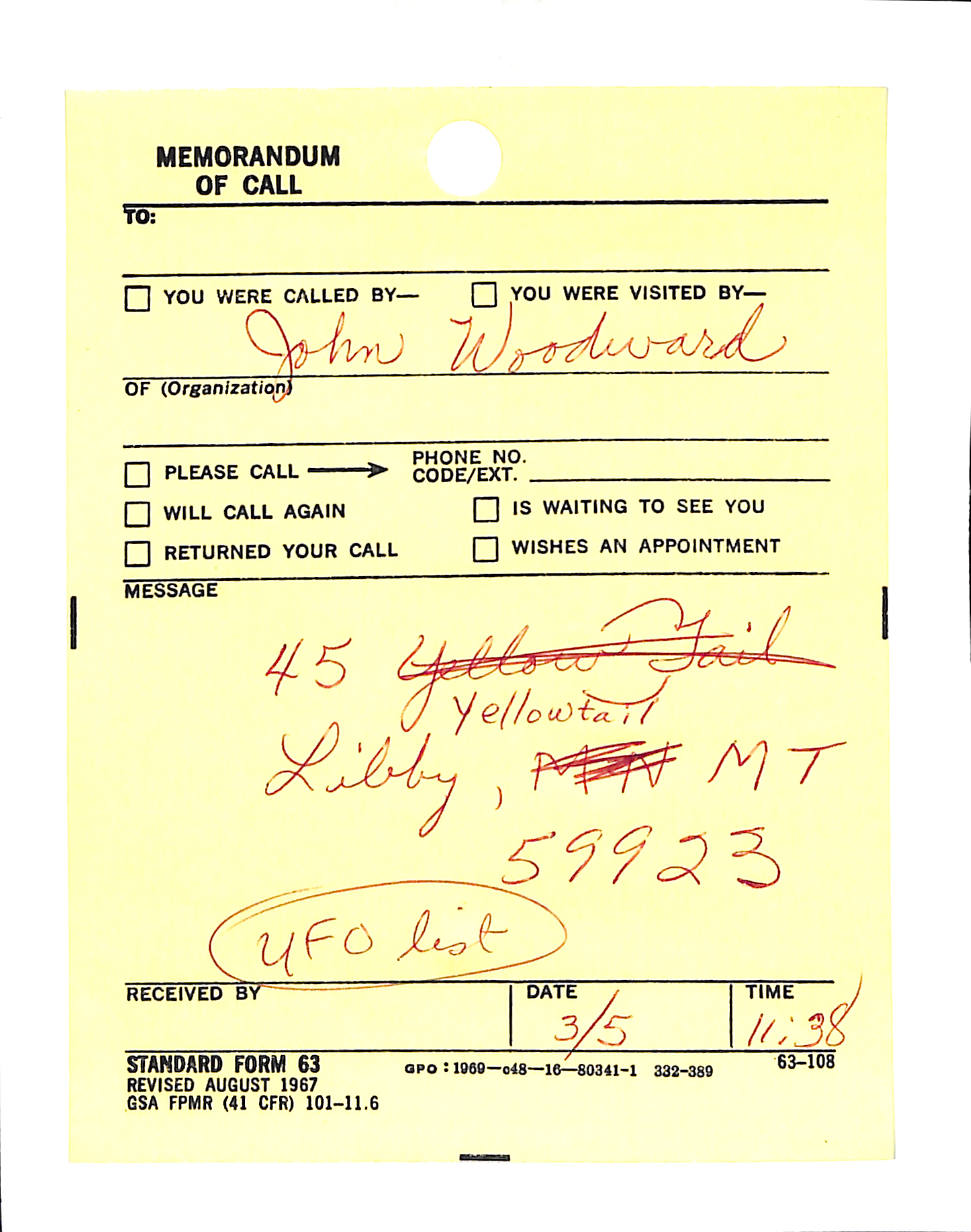 Information Releases Relating to Unidentified Flying Object