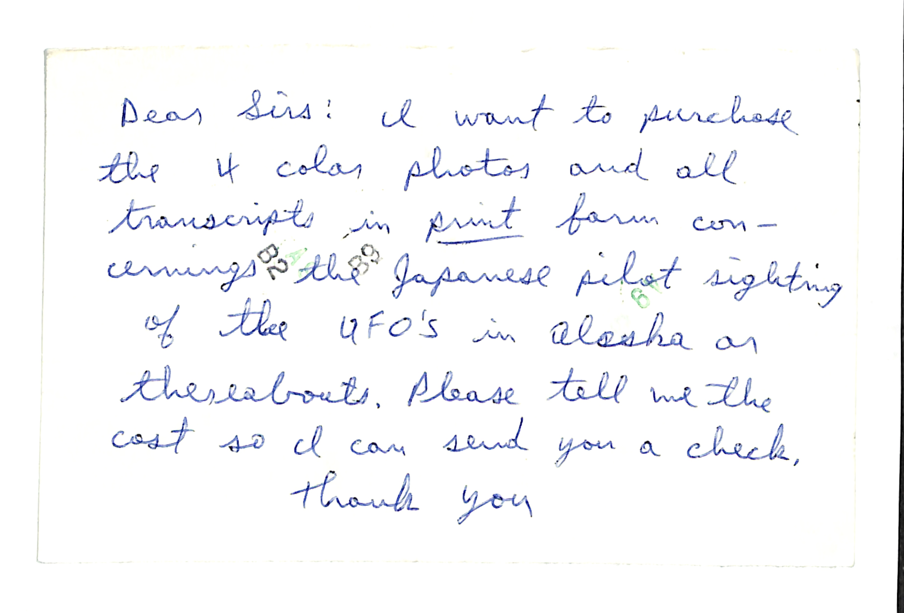 Information Releases Relating to Unidentified Flying Object