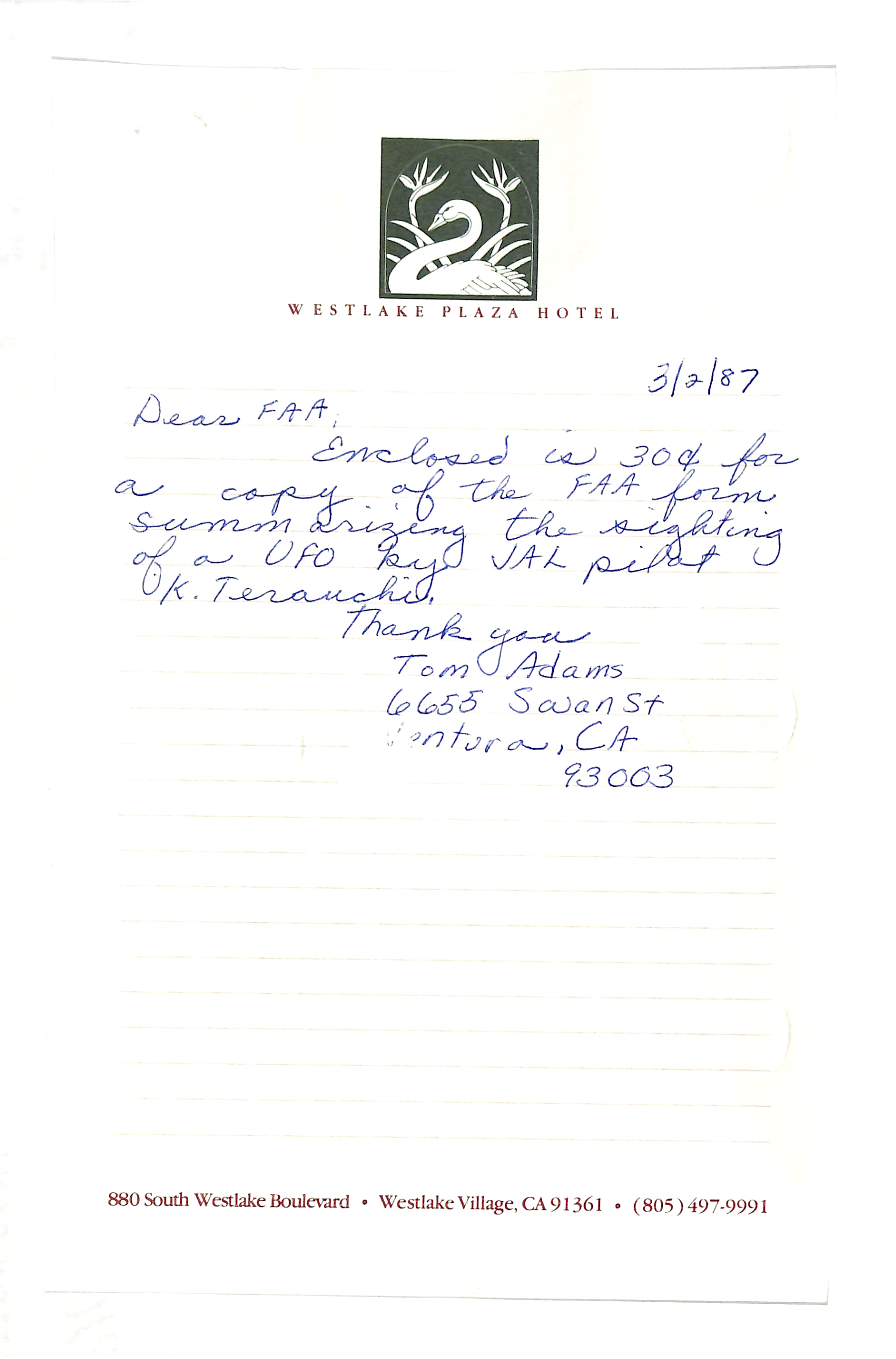 Information Releases Relating to Unidentified Flying Object