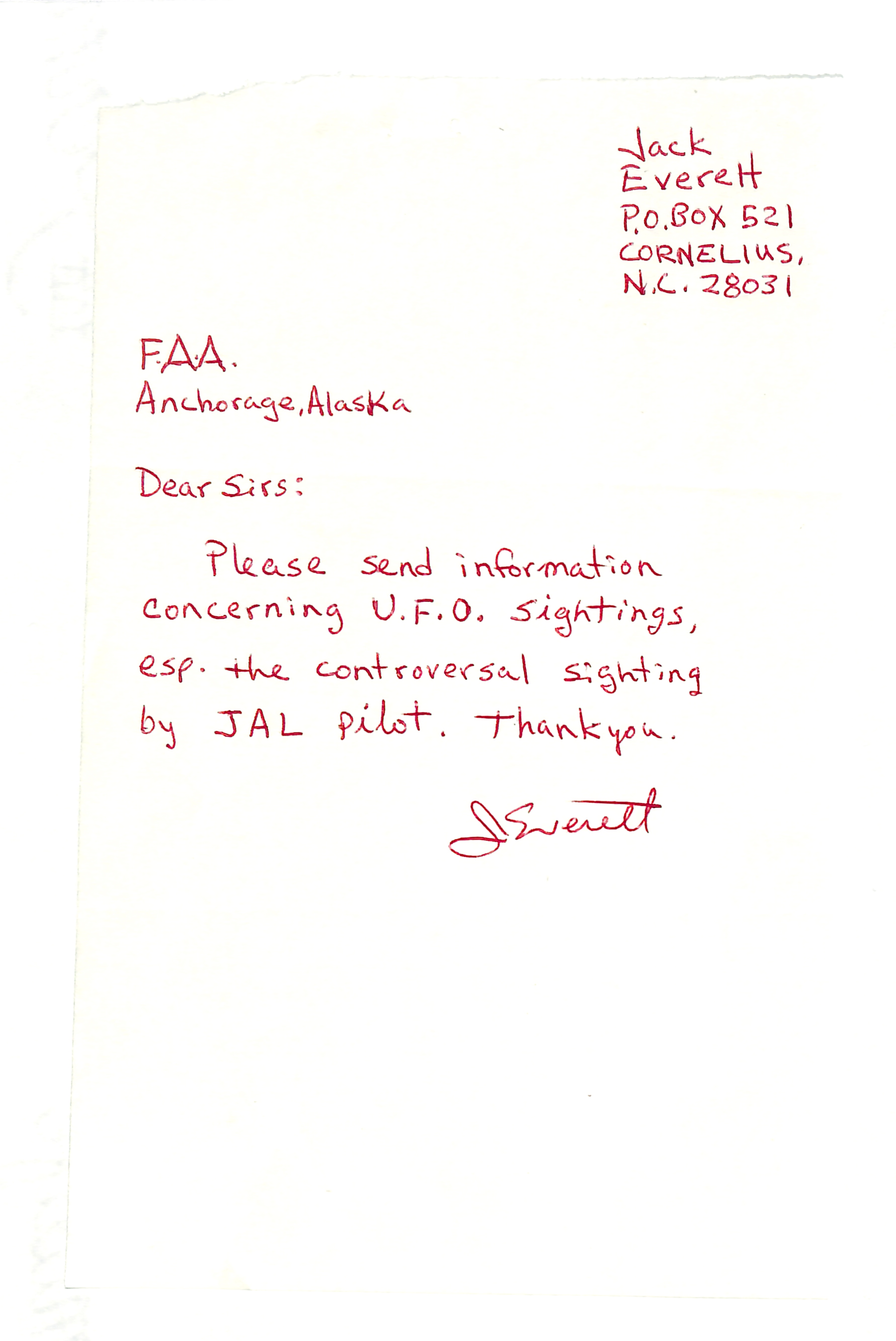 Information Releases Relating to Unidentified Flying Object