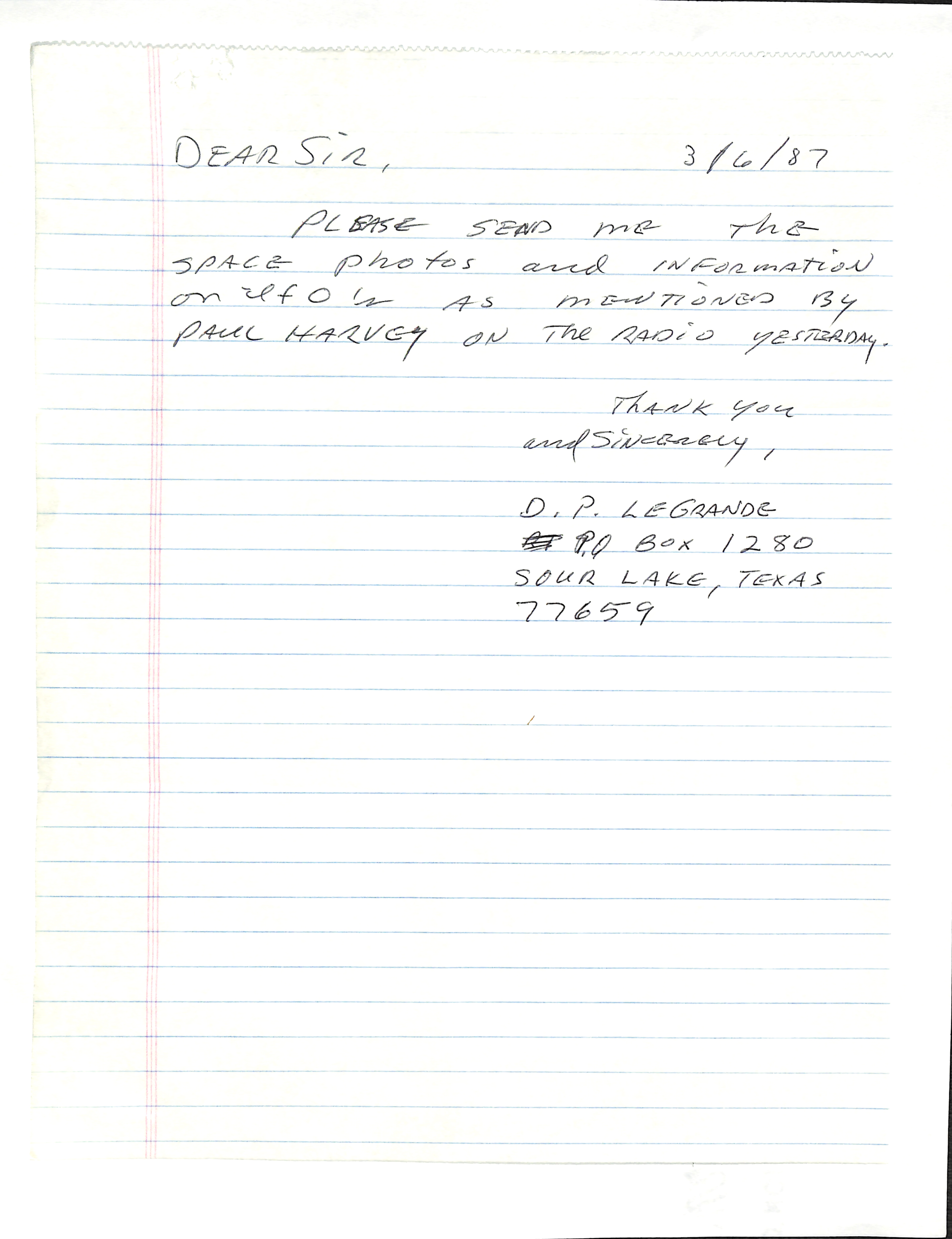 Information Releases Relating to Unidentified Flying Object