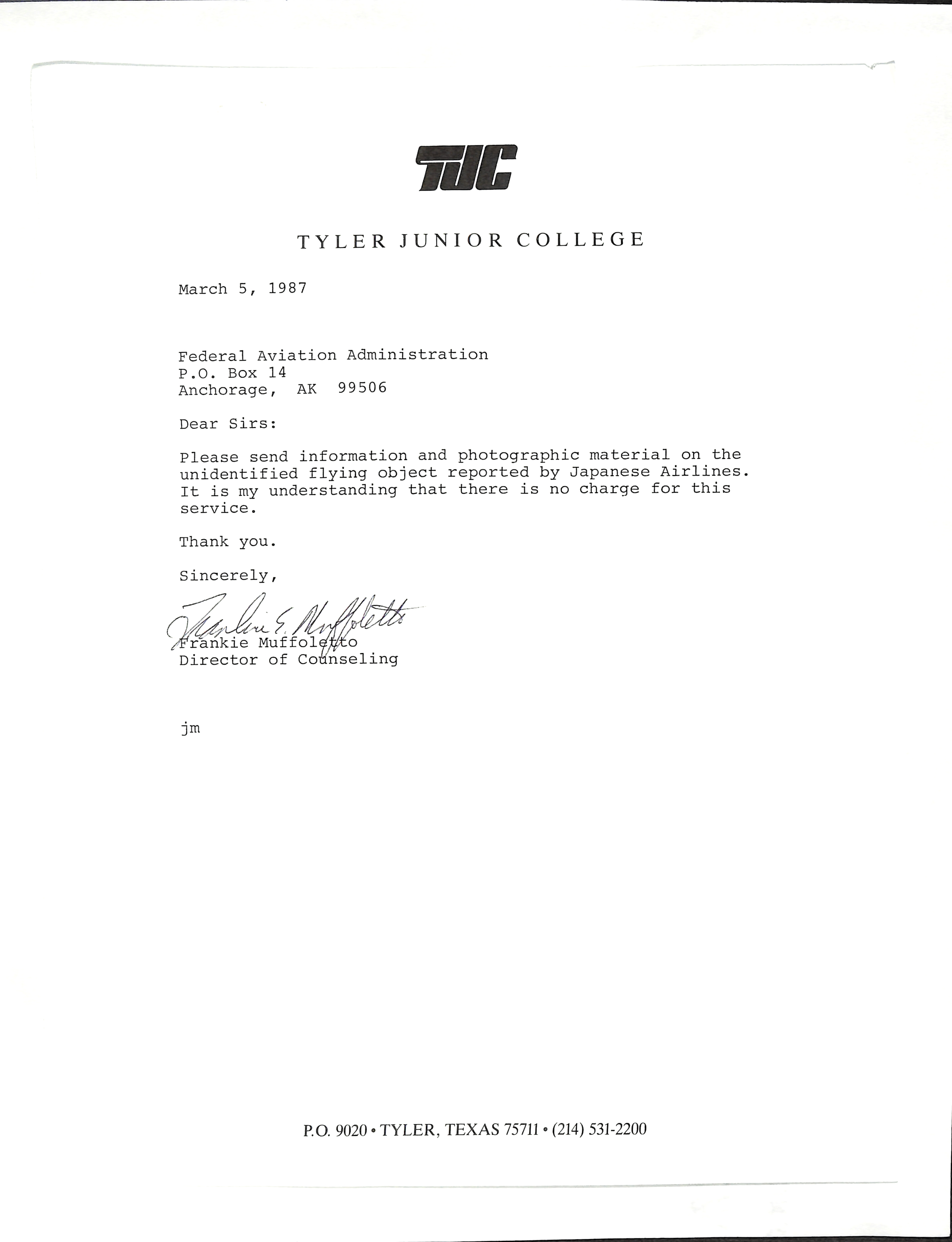 Information Releases Relating to Unidentified Flying Object