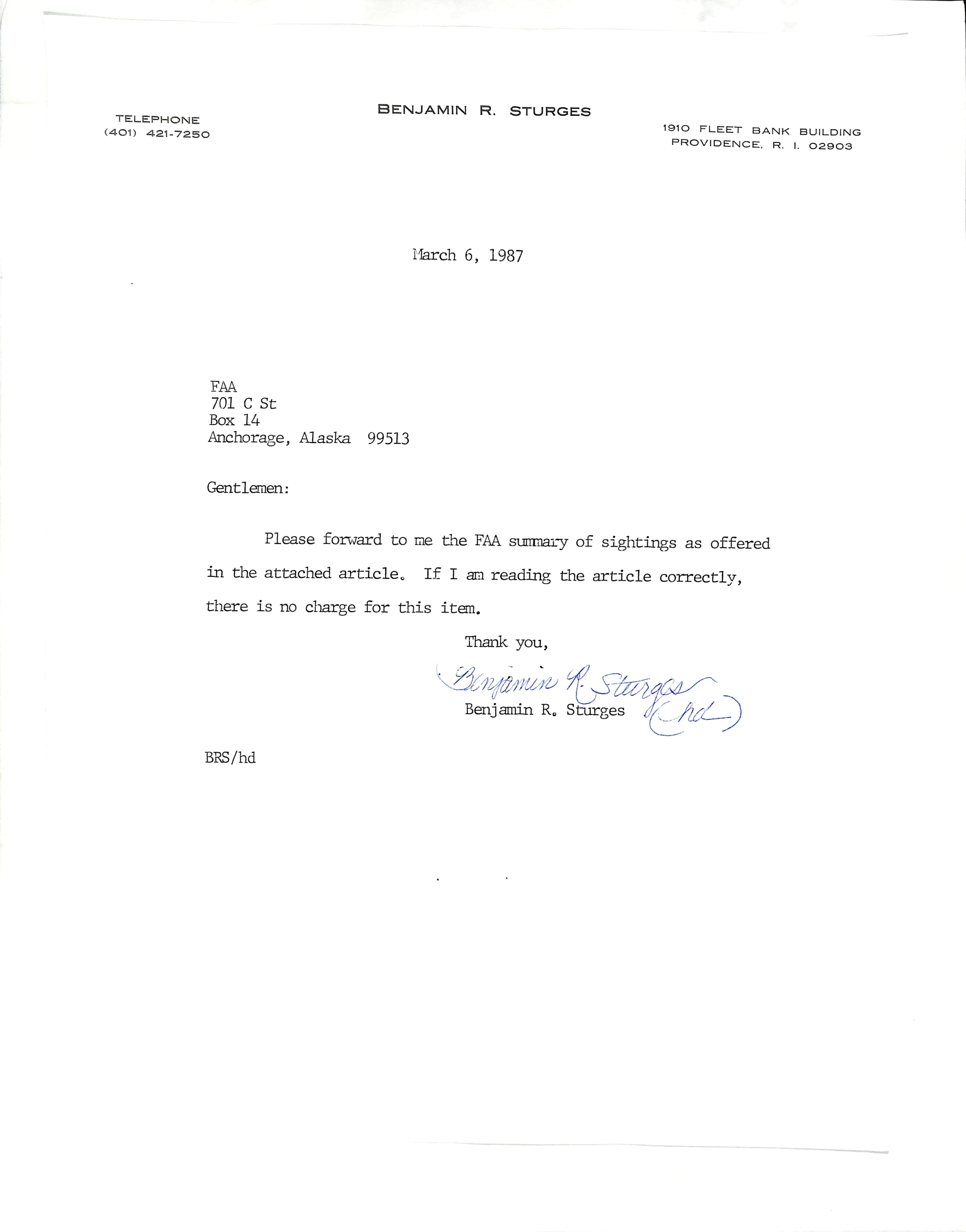 Information Releases Relating to Unidentified Flying Object