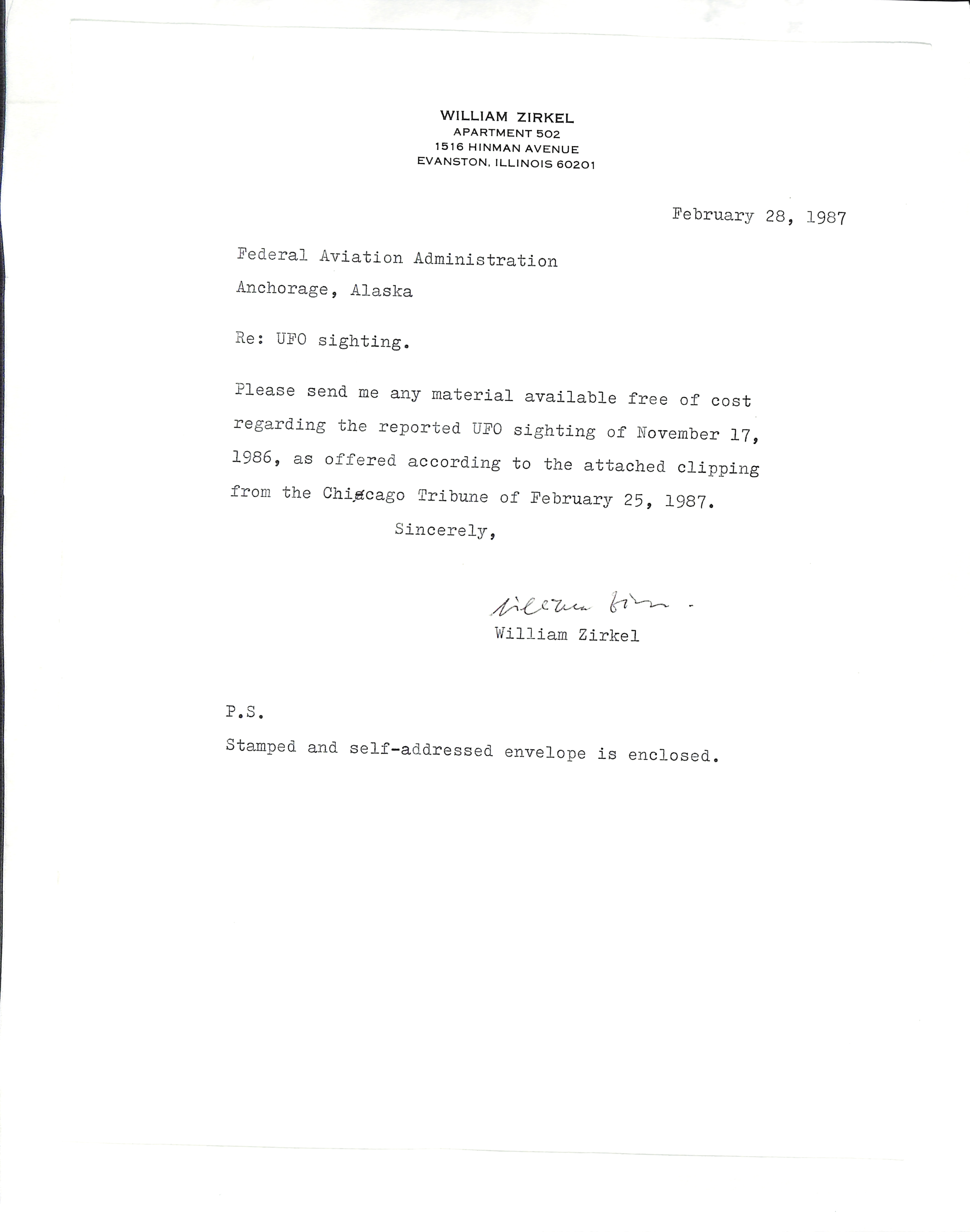 Information Releases Relating to Unidentified Flying Object