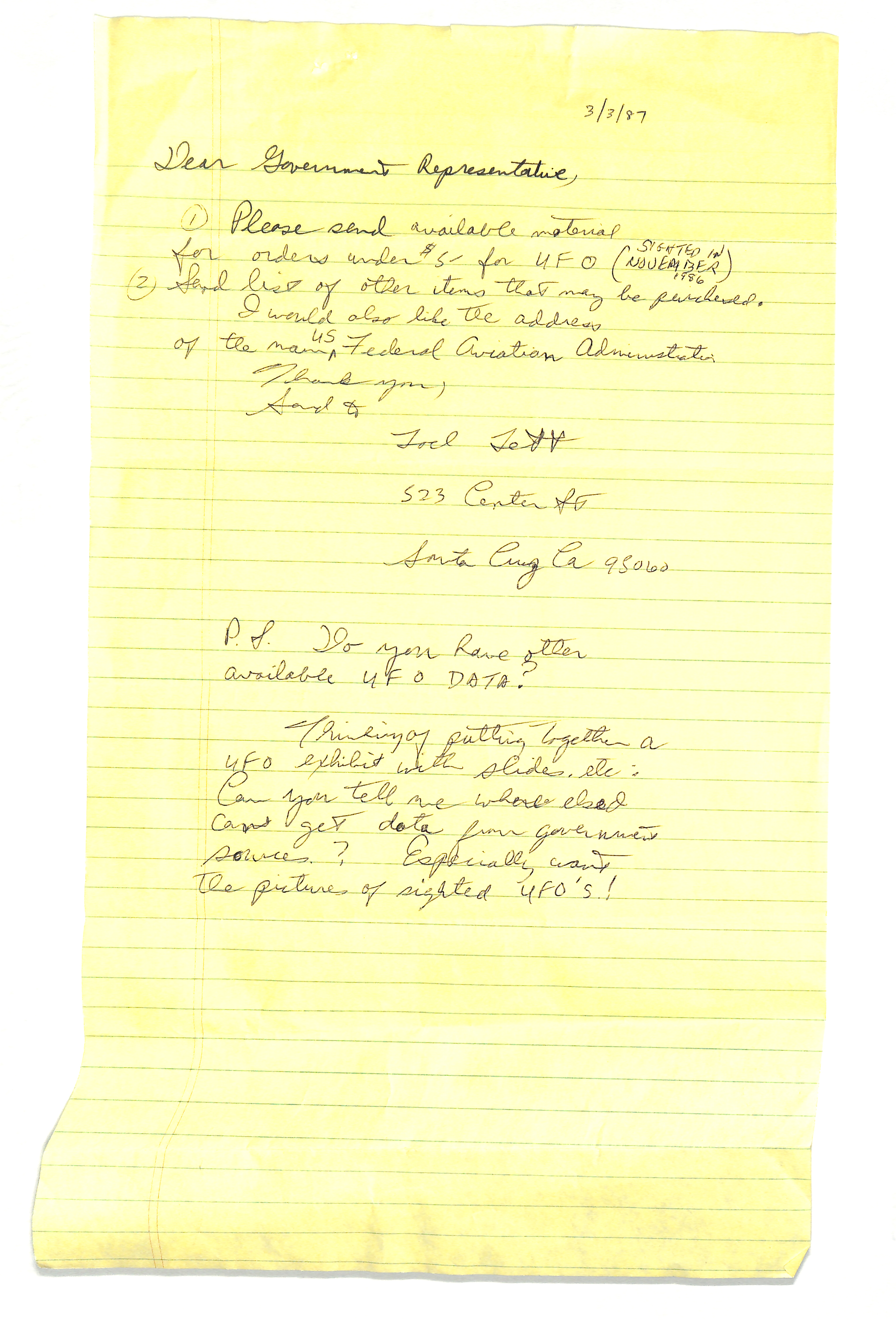 Information Releases Relating to Unidentified Flying Object