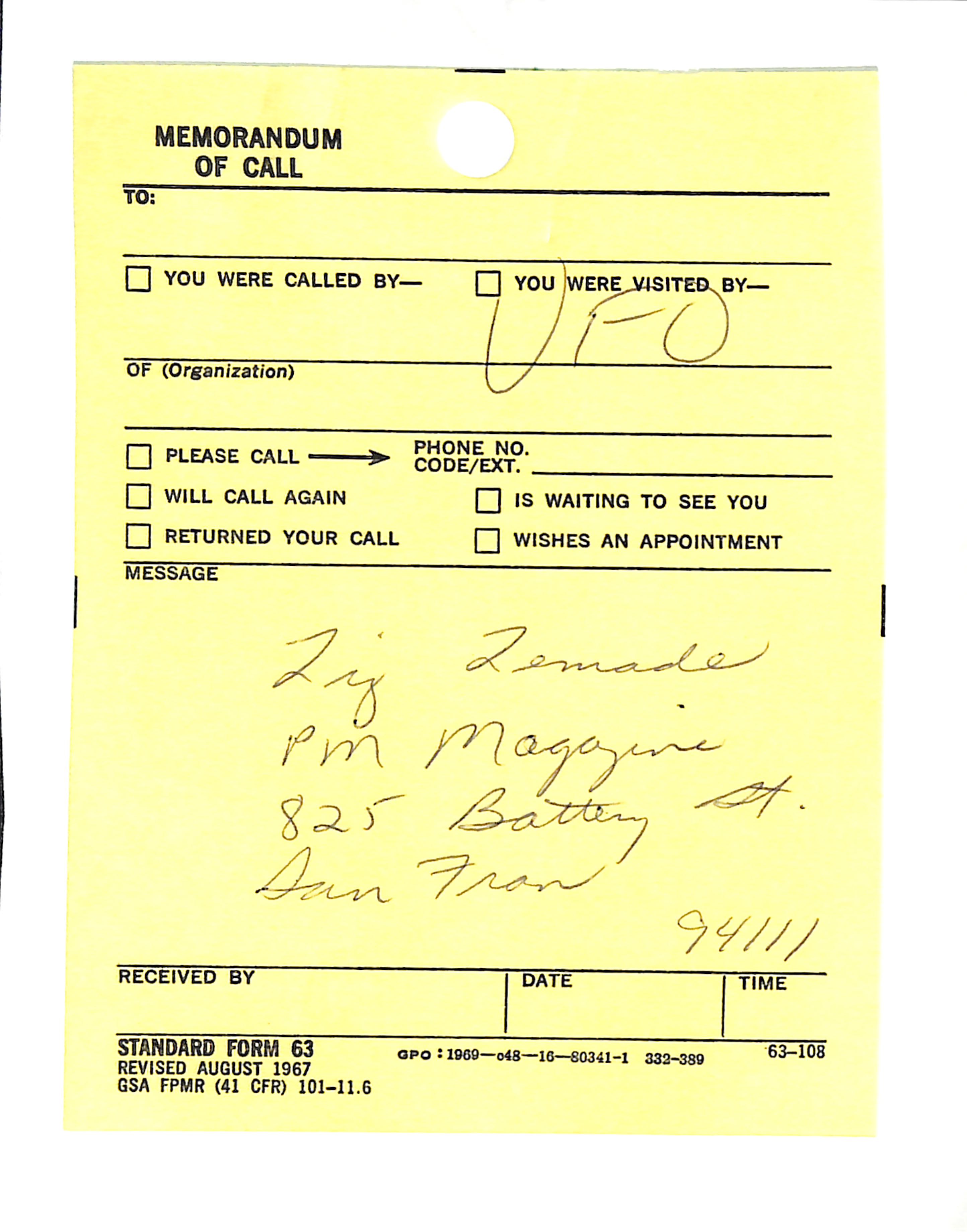 Information Releases Relating to Unidentified Flying Object