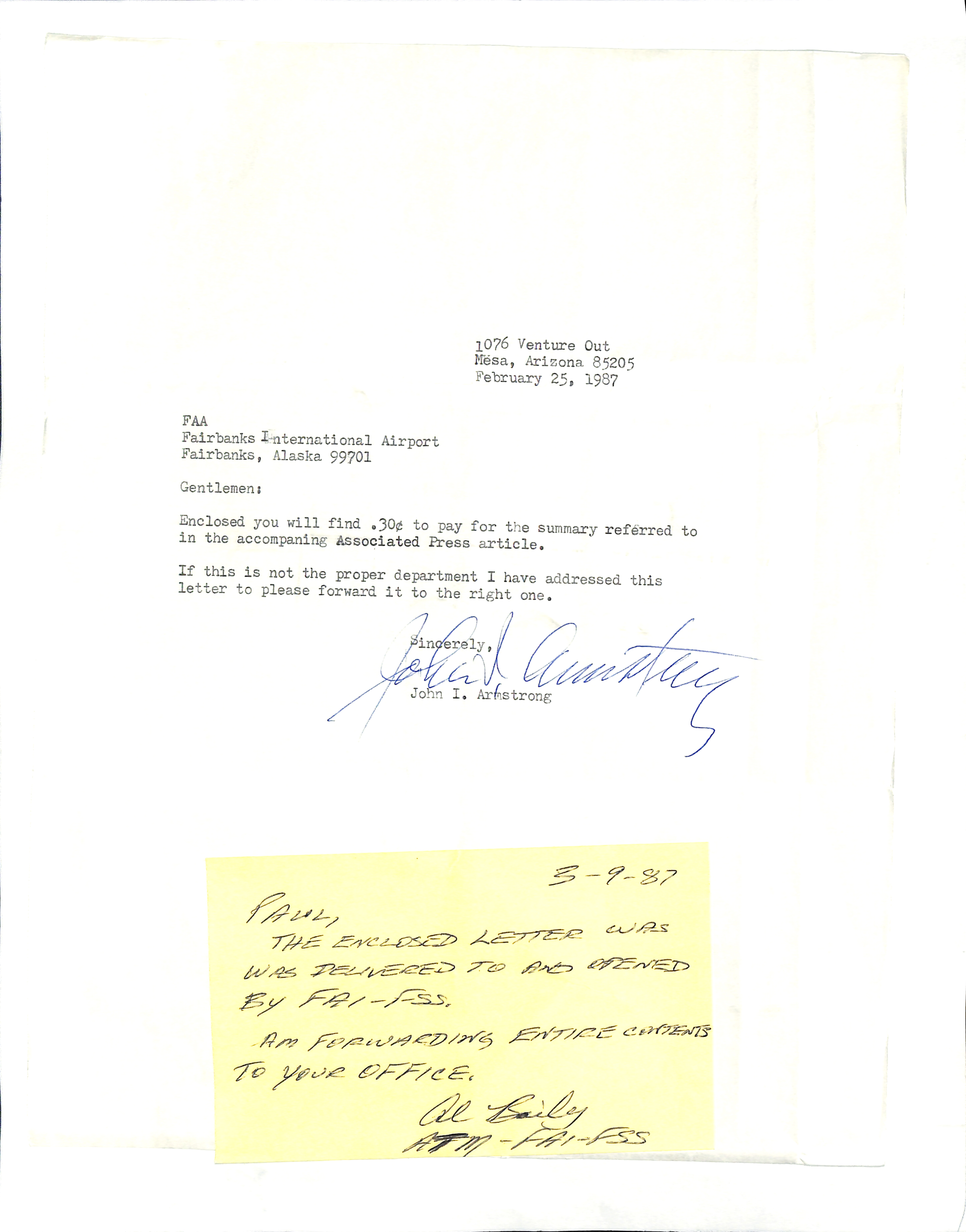Information Releases Relating to Unidentified Flying Object