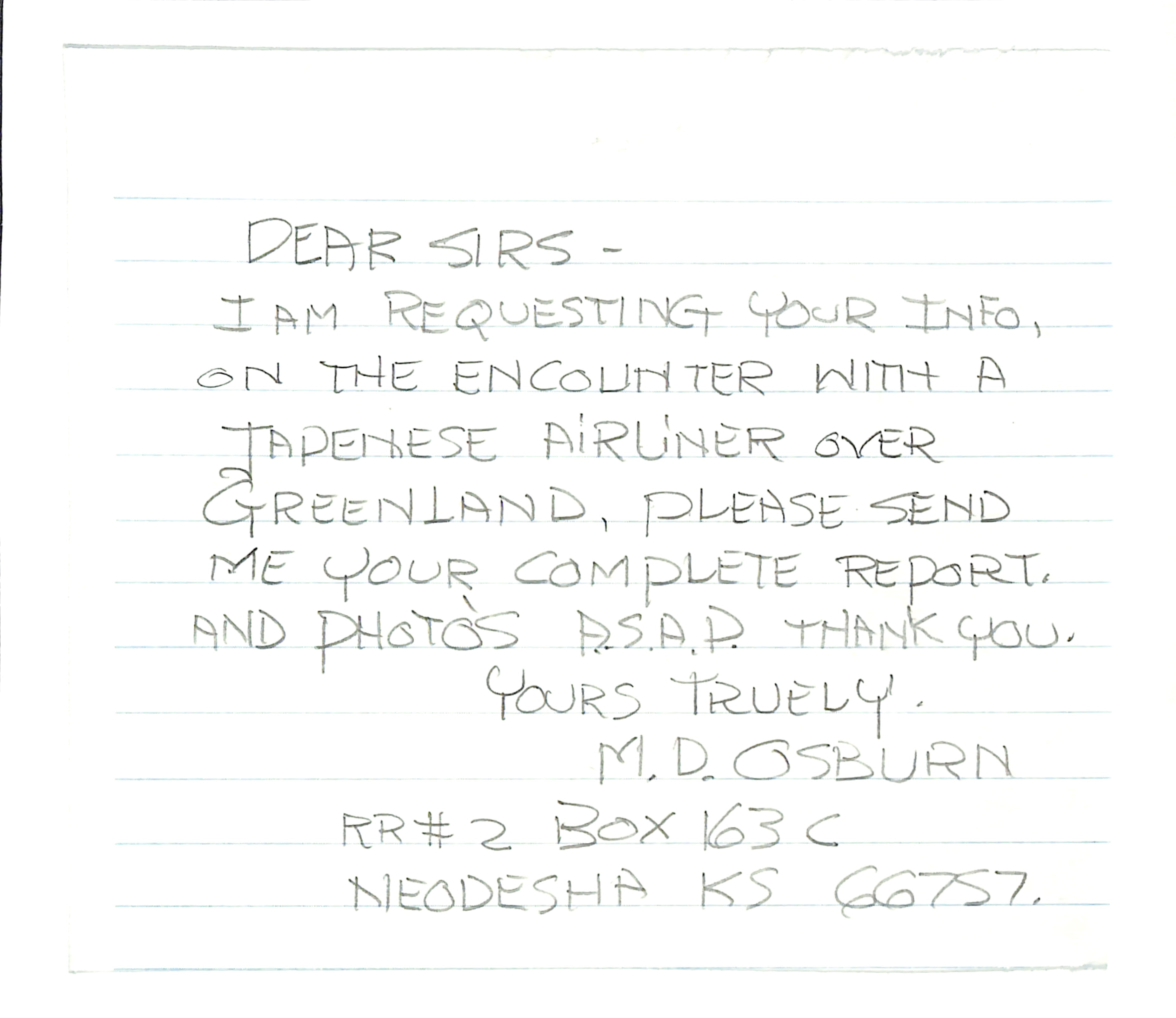 Information Releases Relating to Unidentified Flying Object