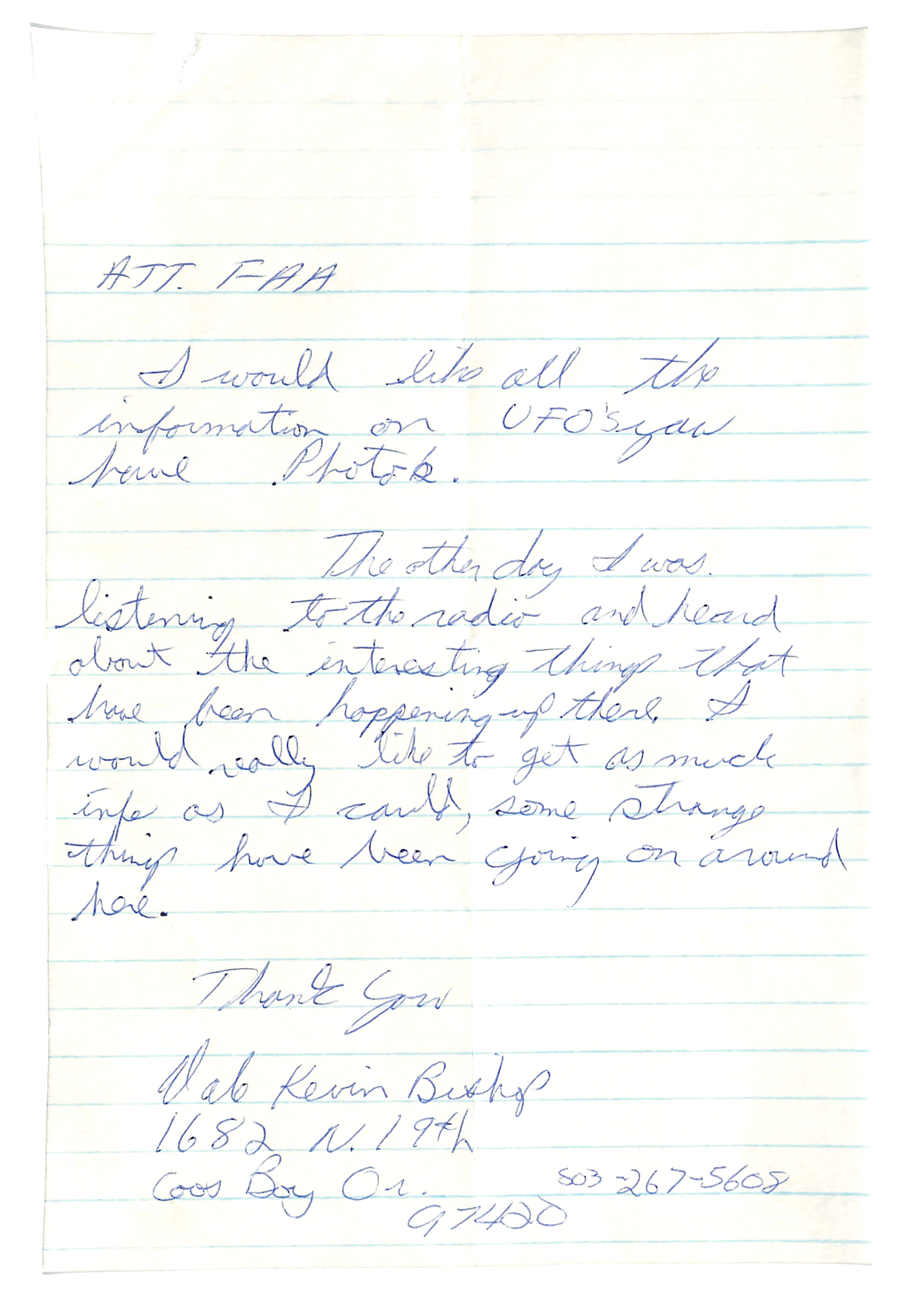 Information Releases Relating to Unidentified Flying Object