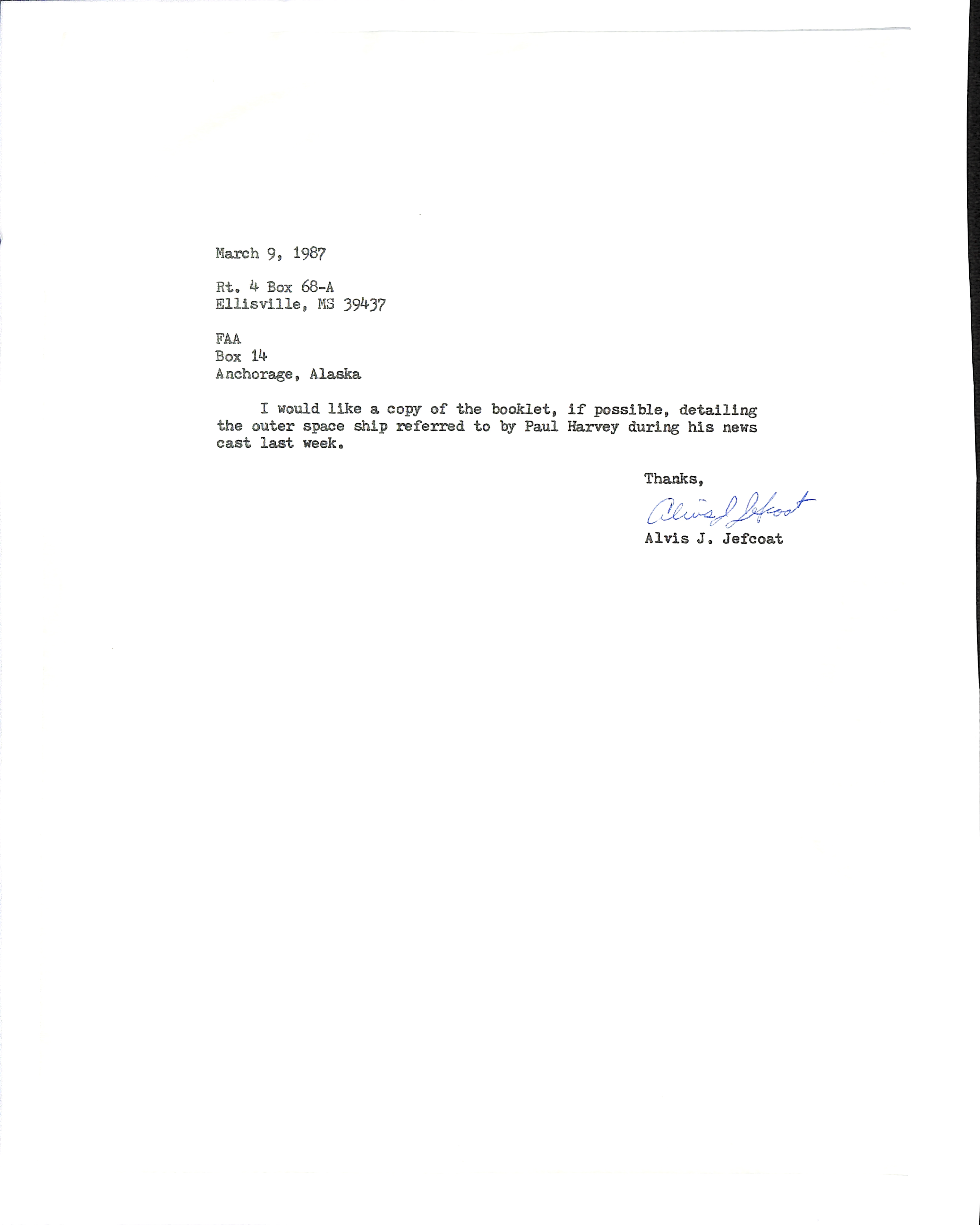 Information Releases Relating to Unidentified Flying Object
