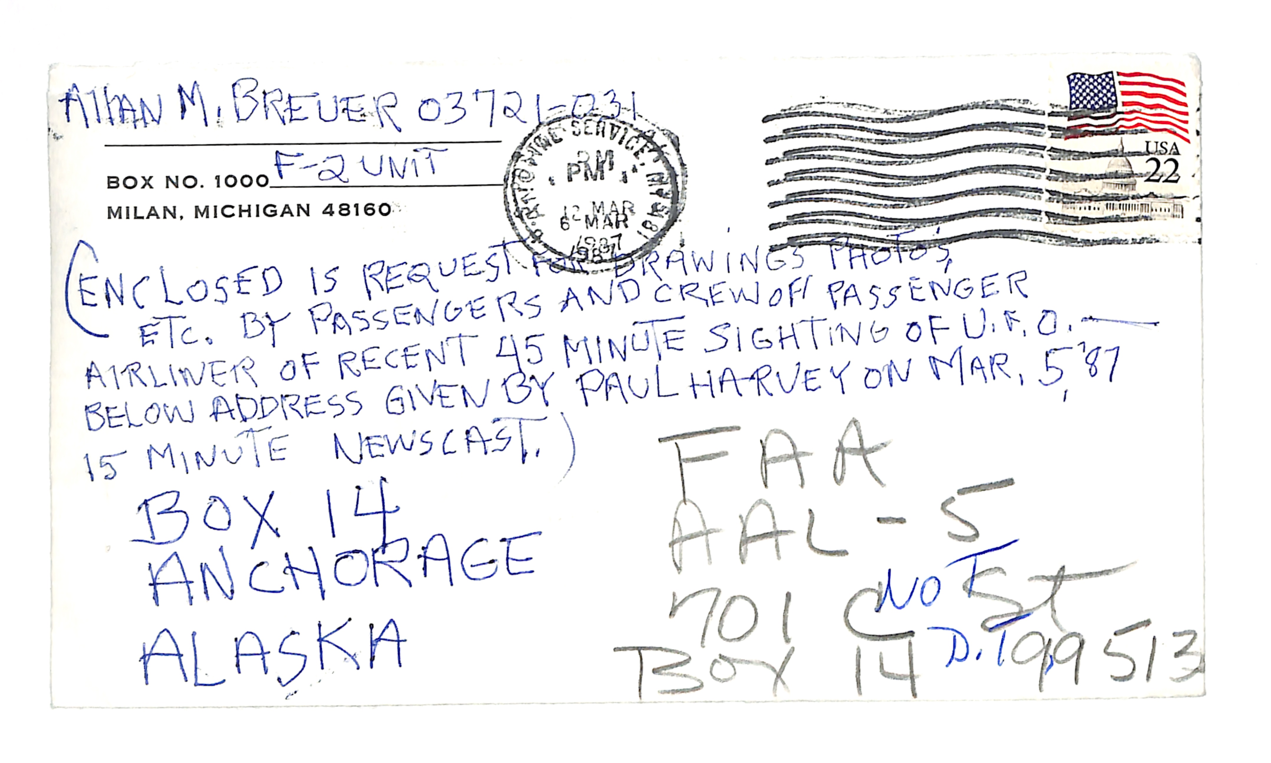 Information Releases Relating to Unidentified Flying Object