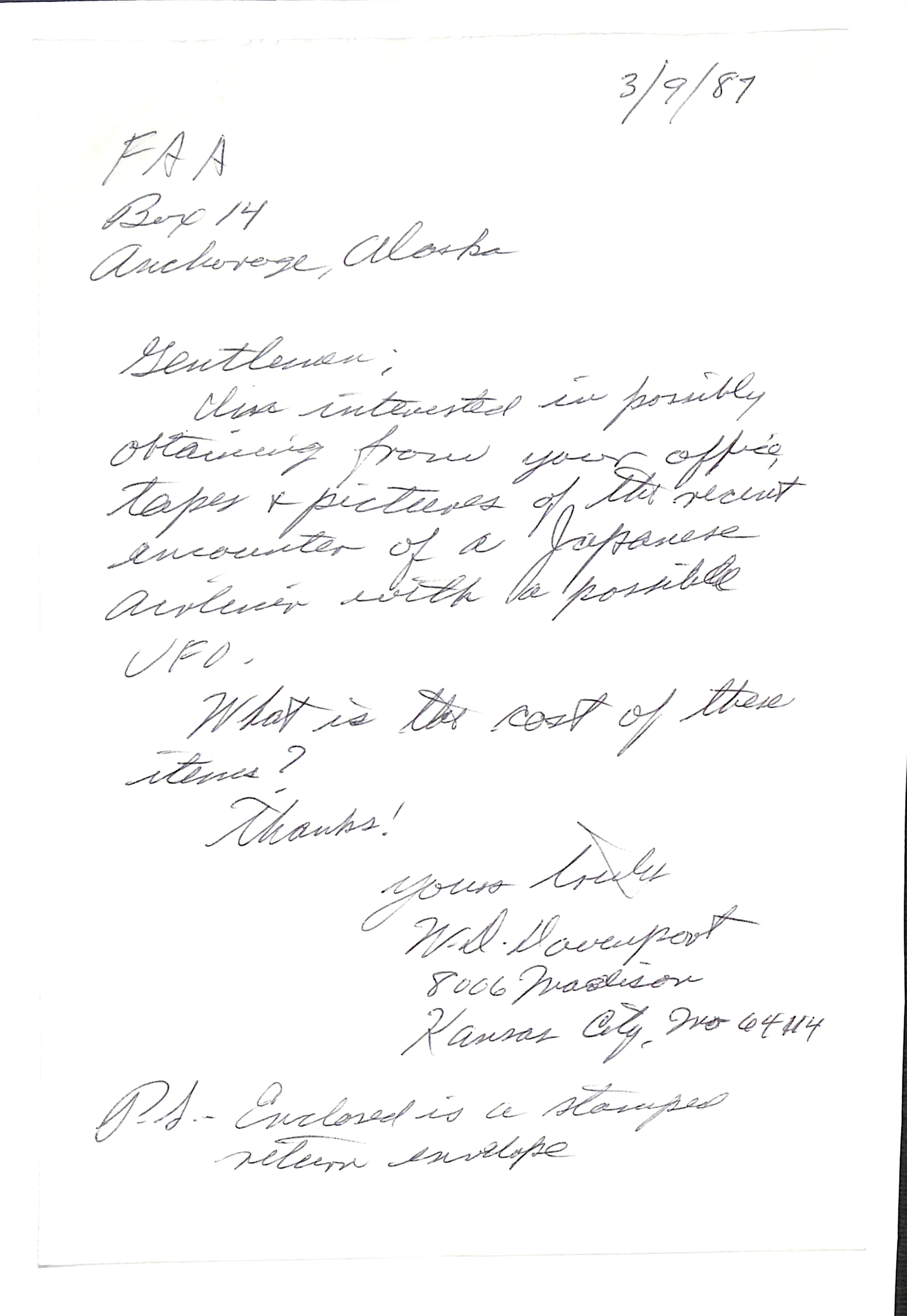 Information Releases Relating to Unidentified Flying Object