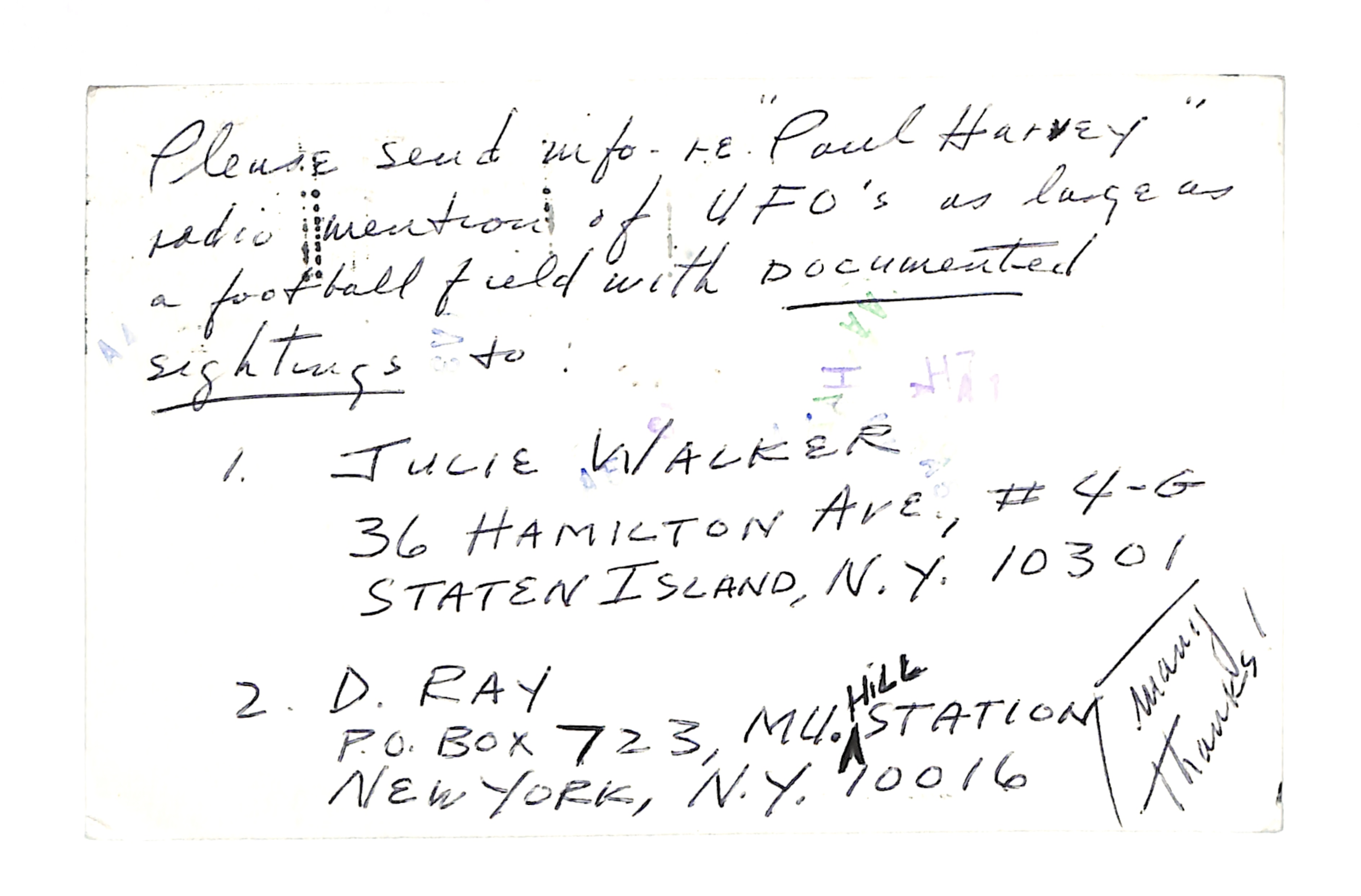 Information Releases Relating to Unidentified Flying Object